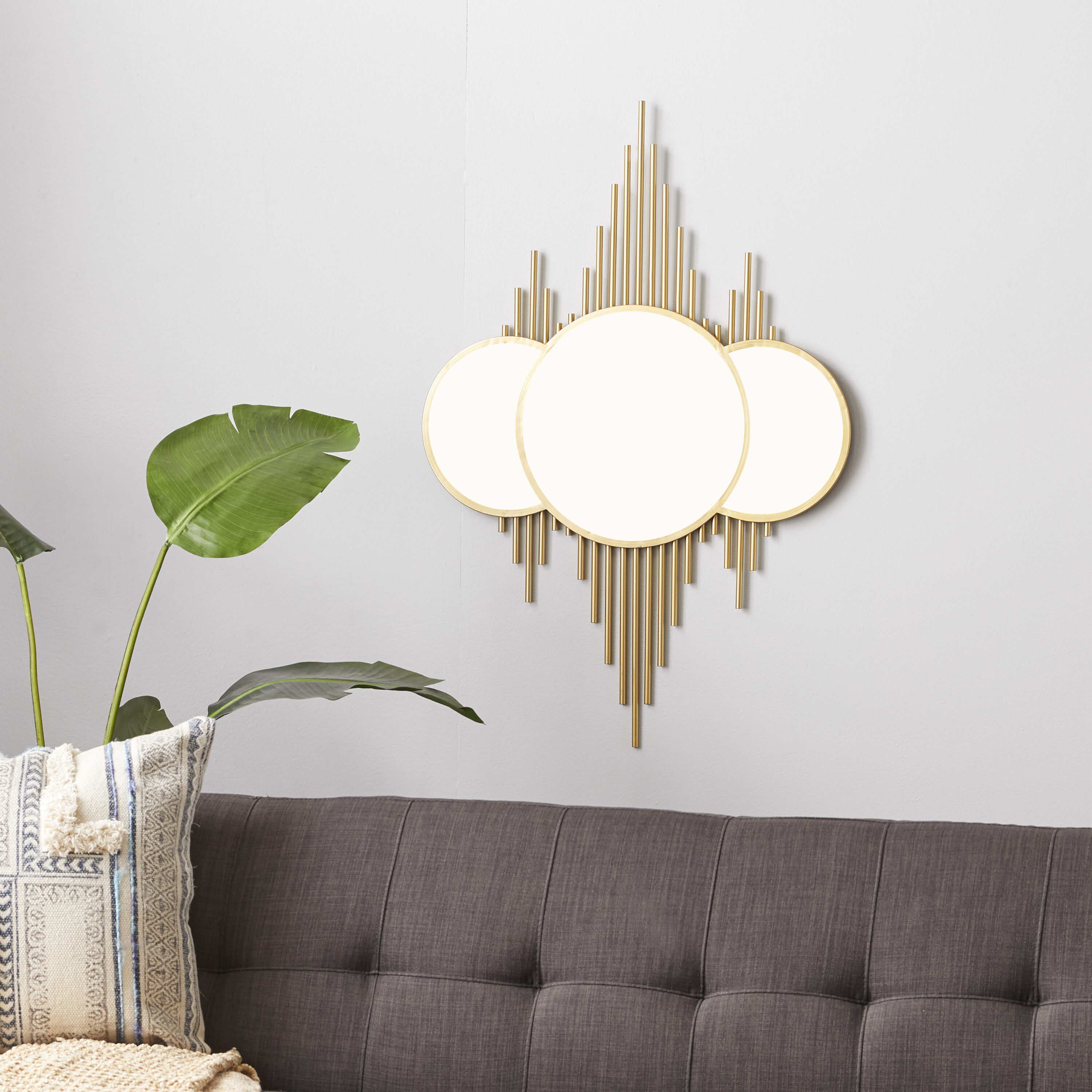CosmoLiving by Cosmopolitan 16447 26.5-Inches W x 39.0-Inches H Round Gold Overlapping Framed Wall Mirror