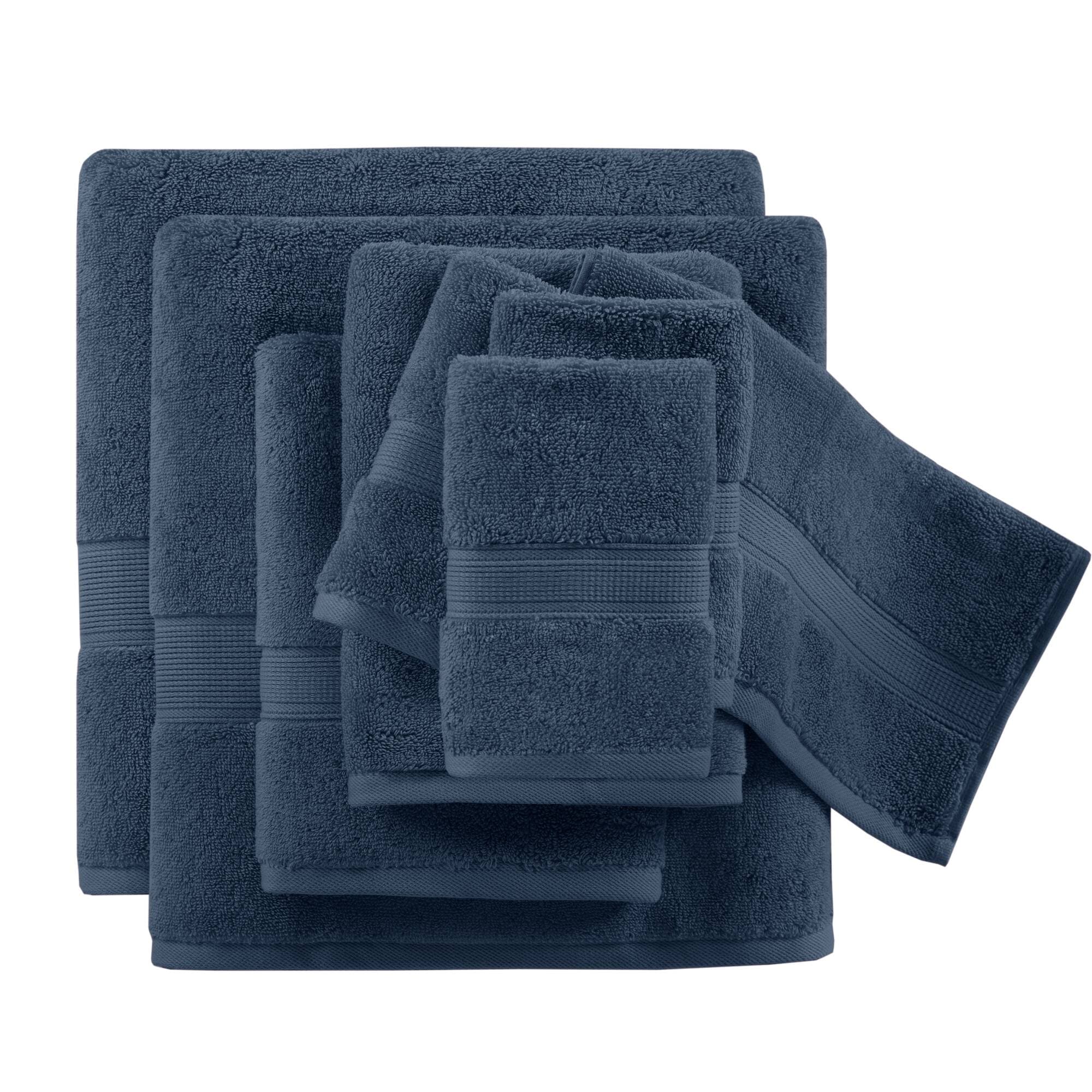 Madison Park Signature MPS73-199 8-Piece Slate Blue Cotton Quick Dry Bath Towel Set (800 GSM)