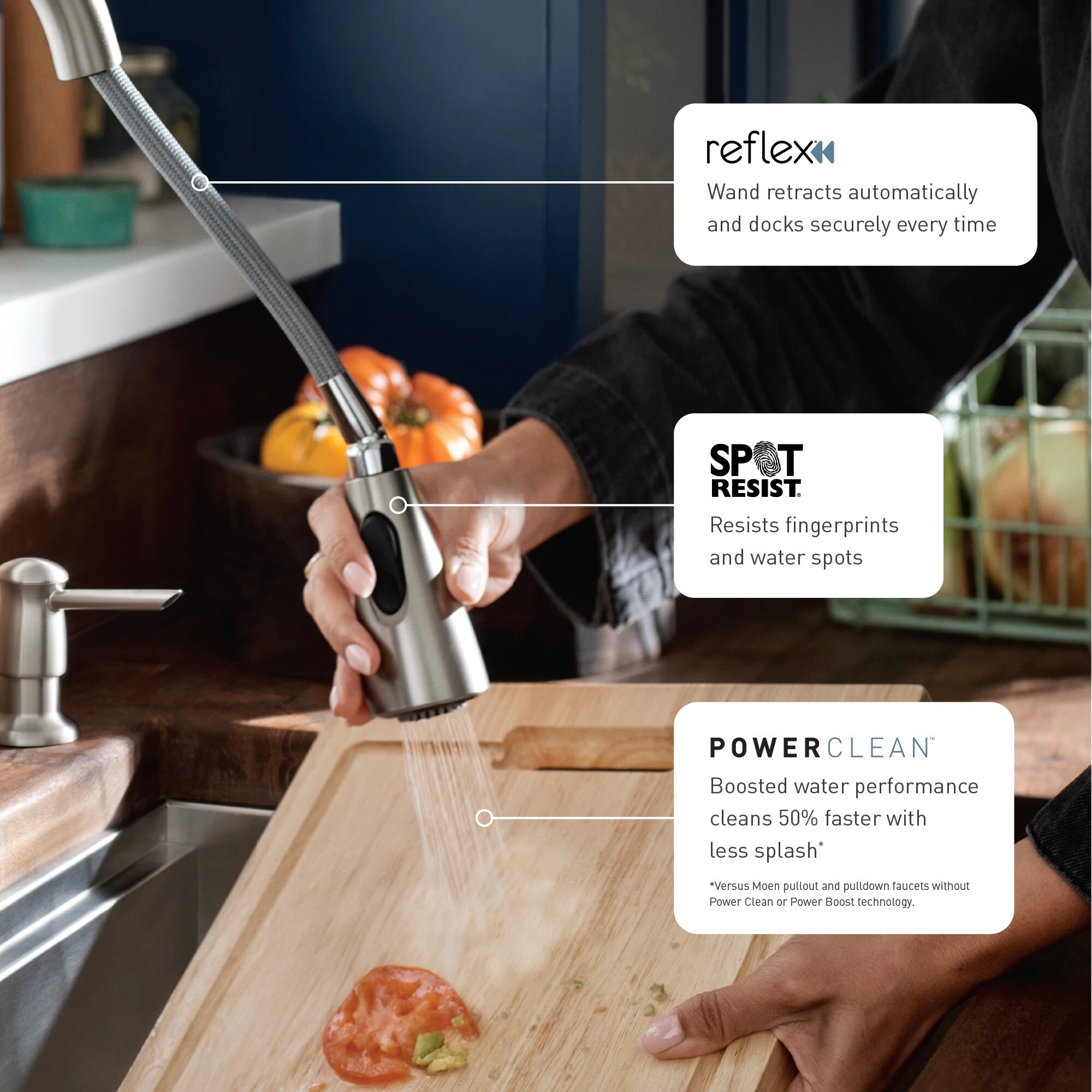 Moen Georgene Spot Resist Stainless Single Handle Pull-down Kitchen Faucet with Sprayer (Deck Plate Included)