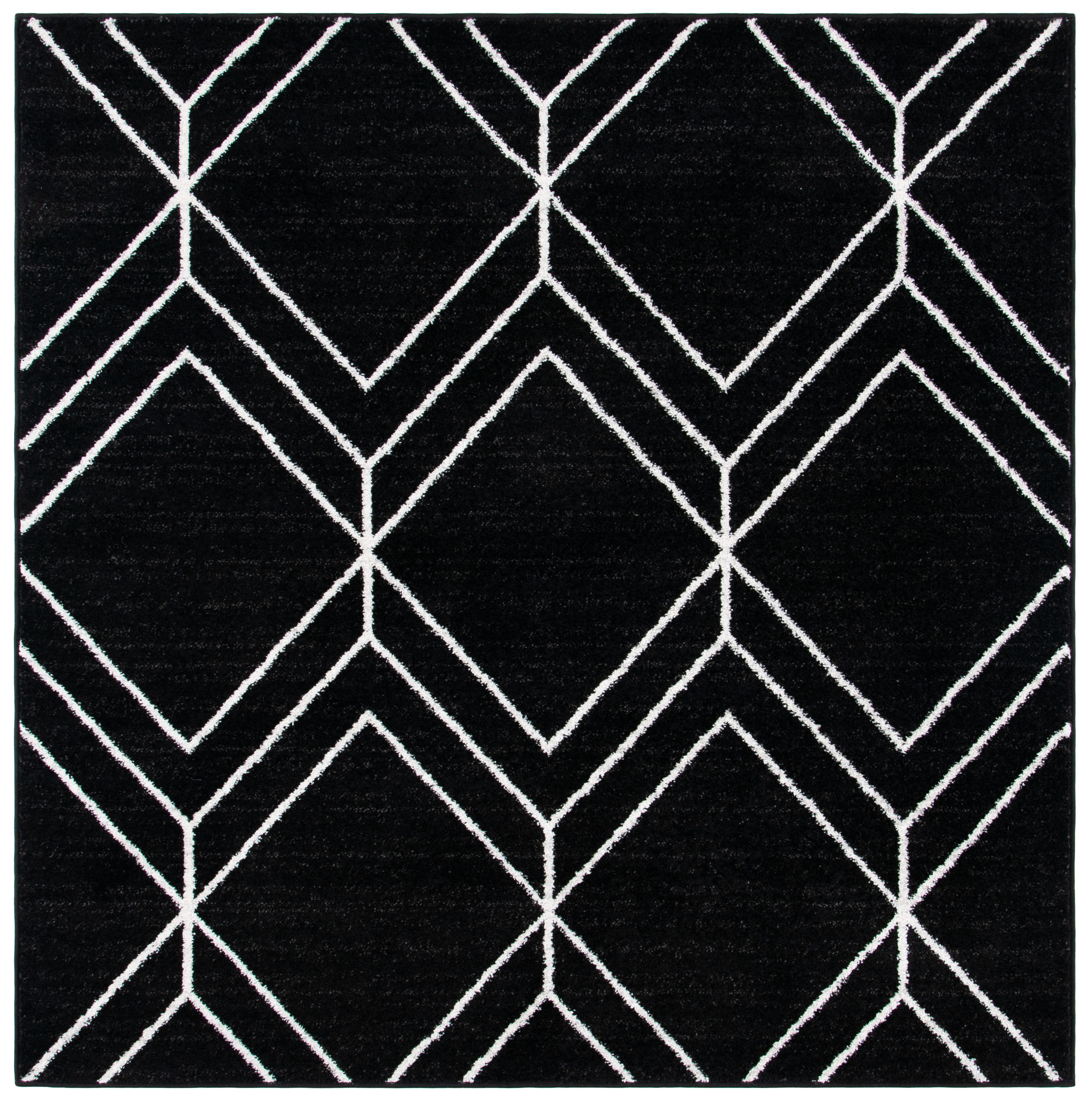Adirondack Black and Ivory Geometric Square Area Rug