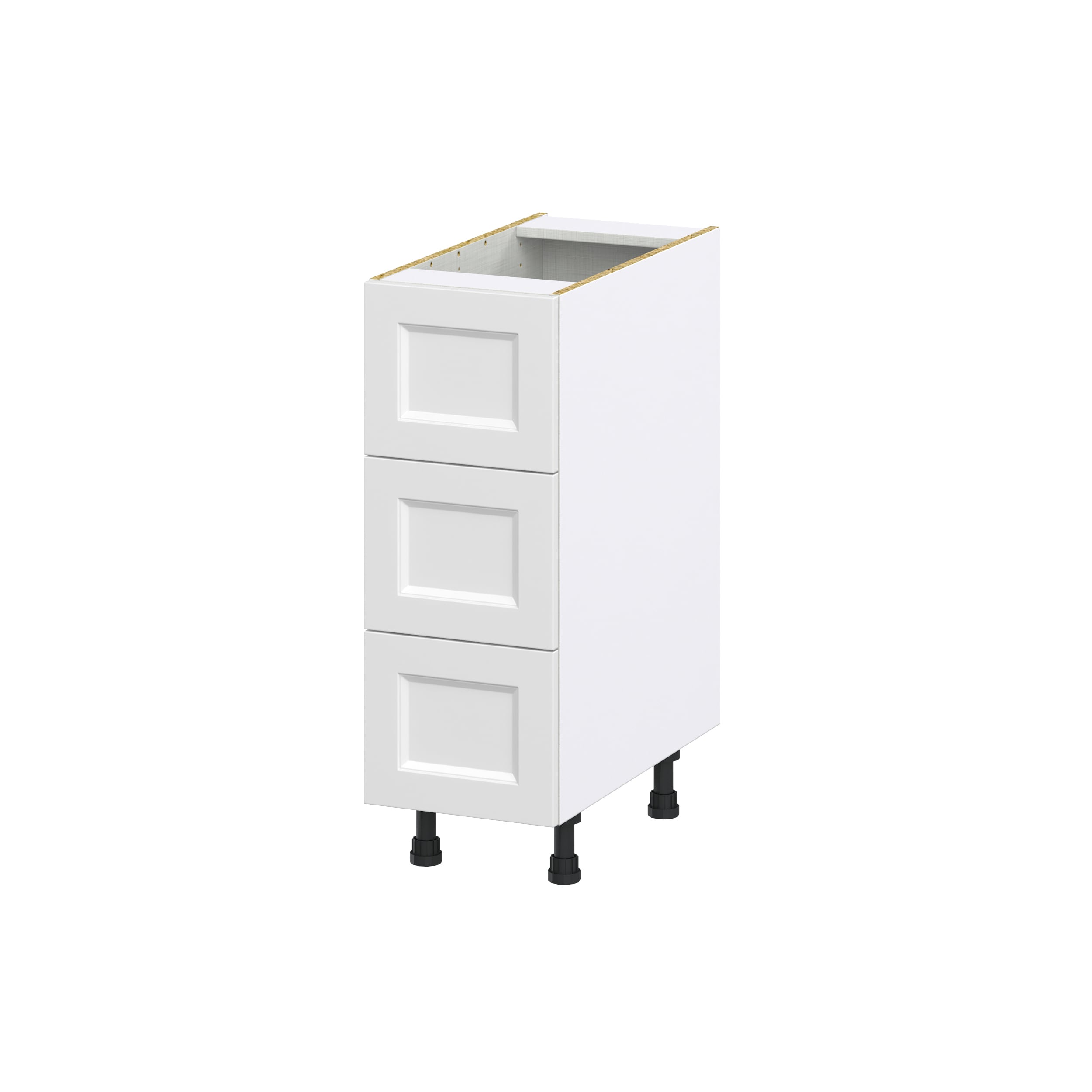 Hugo&Borg Riviera 12-in W x 34.5-in H x 24-in D Bright White 4-Drawer Base Fully Assembled Cabinet (Recessed Panel Style)