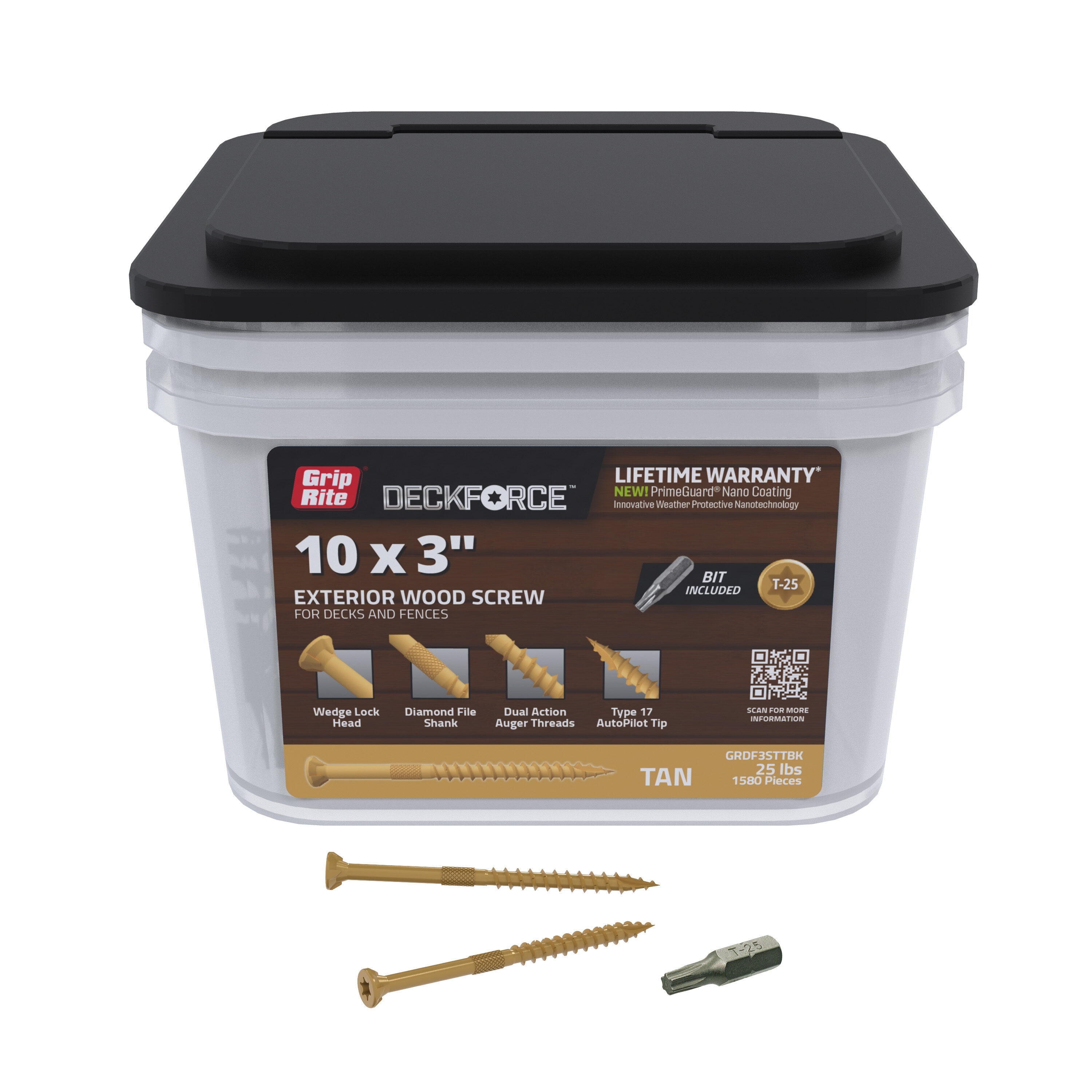 DeckForce by Grip Rite #10 x 3-in Wood To Wood Deck Screws (1580-Per Box) GRDF3STTBK Sansujyuku sansujyuku.com