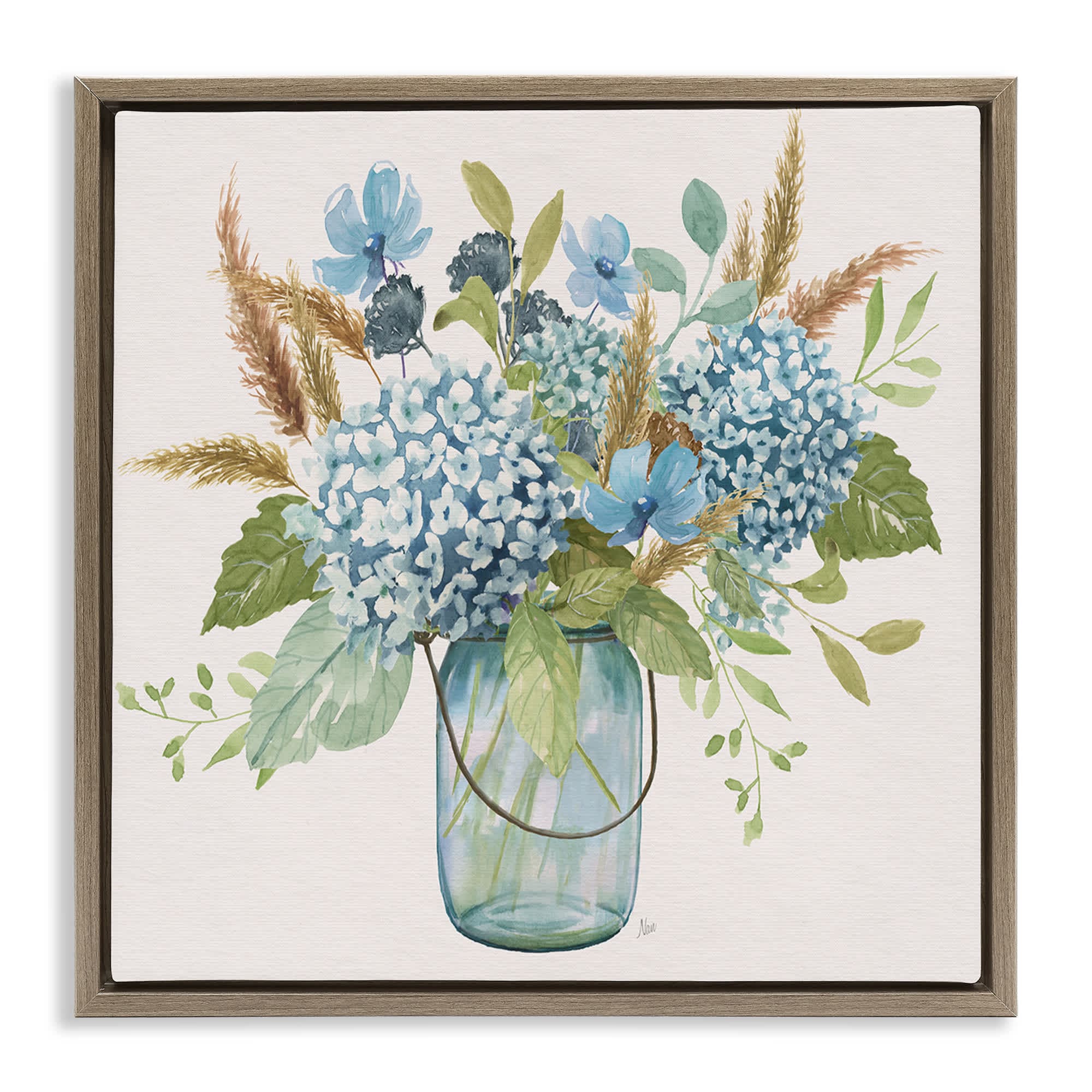 Stupell Industries BS-236-FFE-24X24 Hydrangea in Mason Jar Floating Frame design by Nan