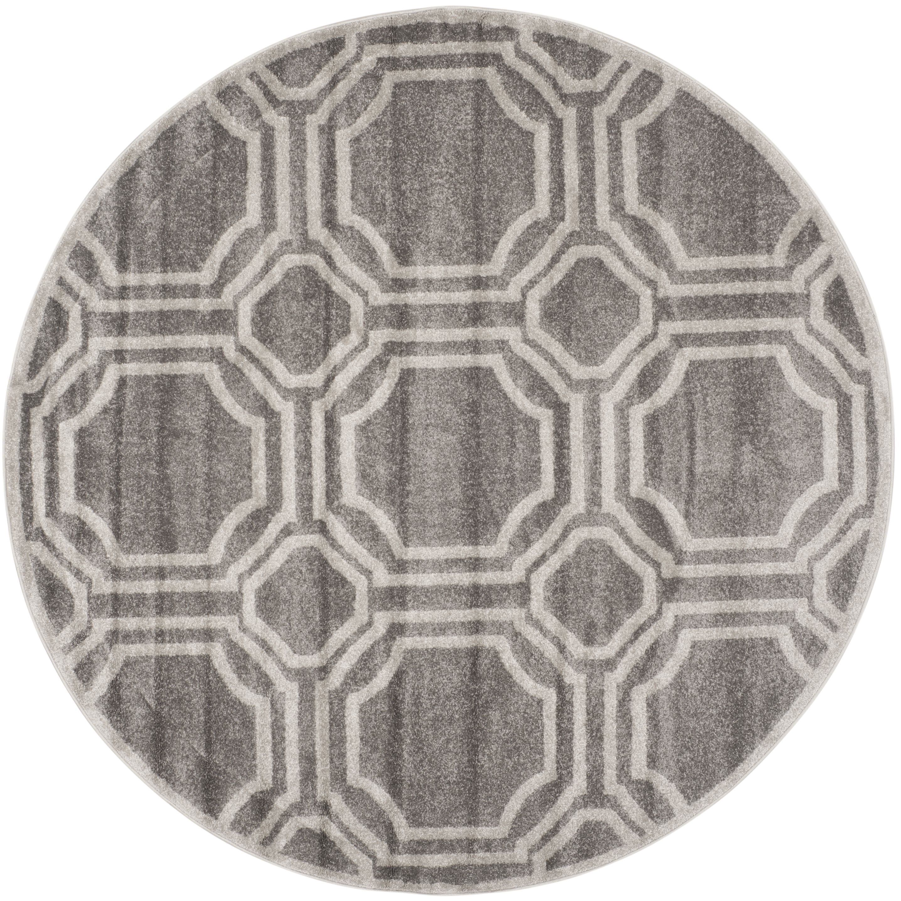 Safavieh AMT411C-7R Amherst Mosaic 7 x 7 (ft) Loomed Synthetic Gray/Light Gray Round Indoor/Outdoor Geometric Area rug