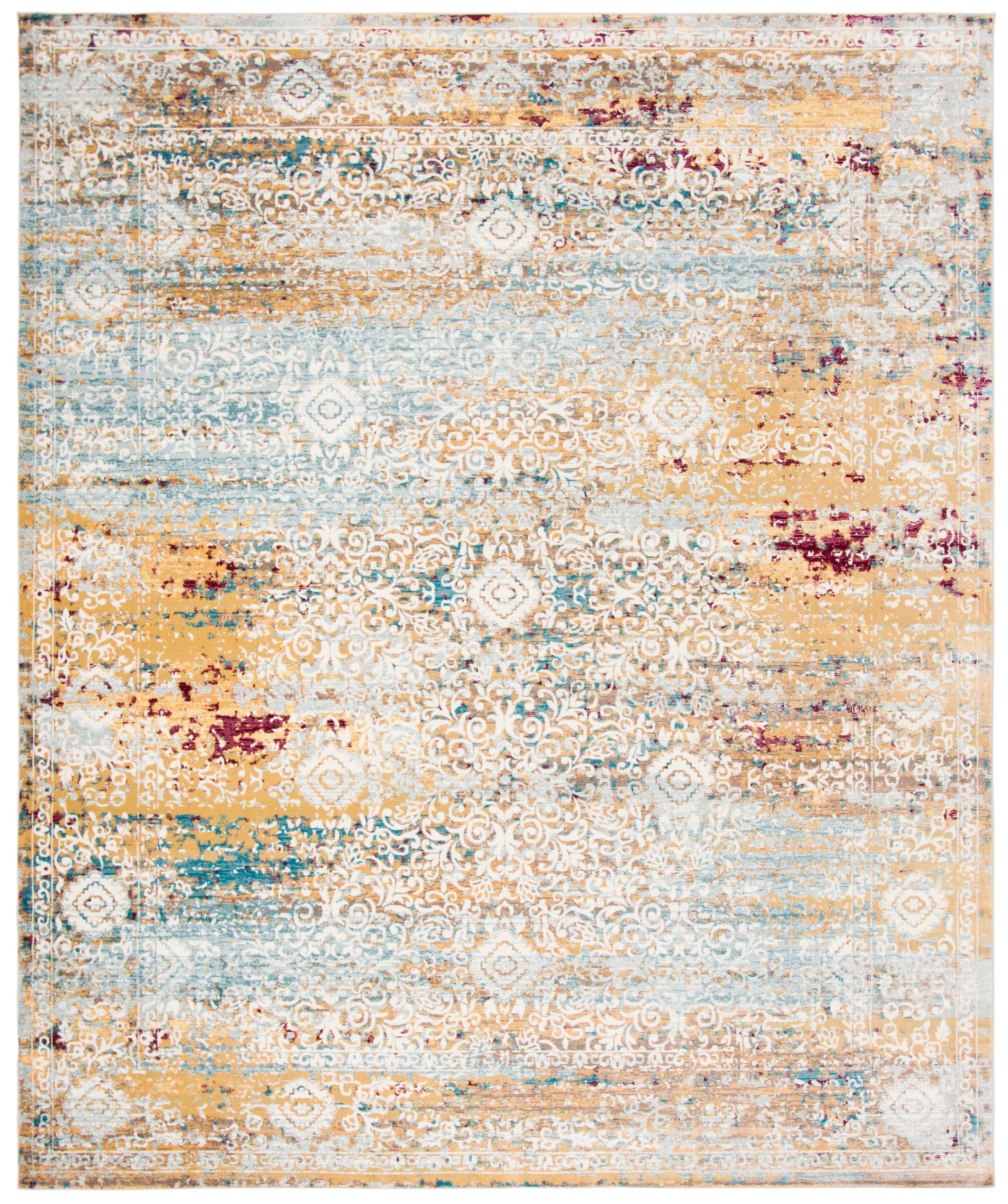 Safavieh ARA183Y-9 Aria Cathrine 9 x 12 (ft) Loomed Polypropylene Yellow/Cream Rectangular Indoor Damask Bohemian/Eclectic Area rug