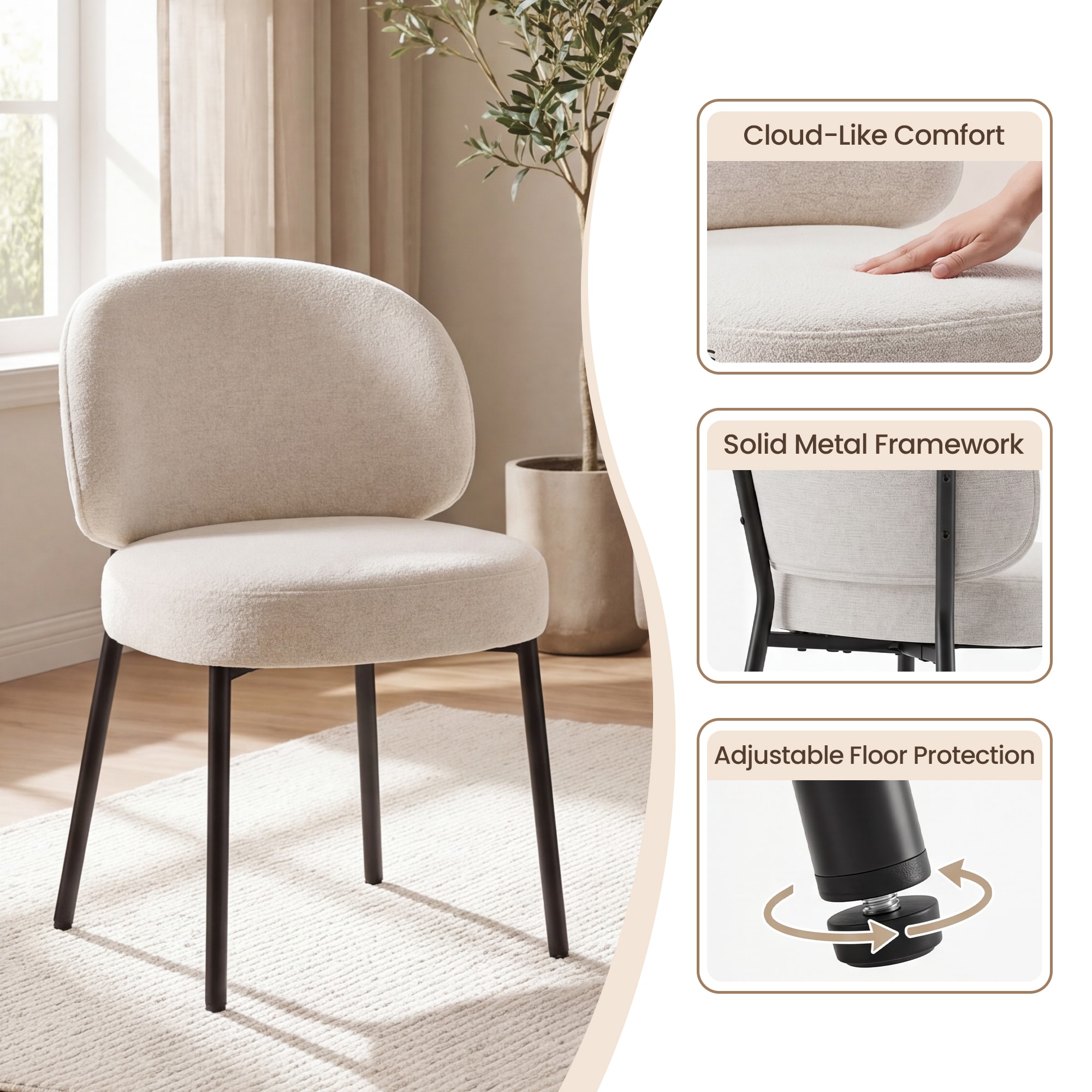 ViviHav LS-DCM31A-BE-FB-2B Dining-Chairs - View #7