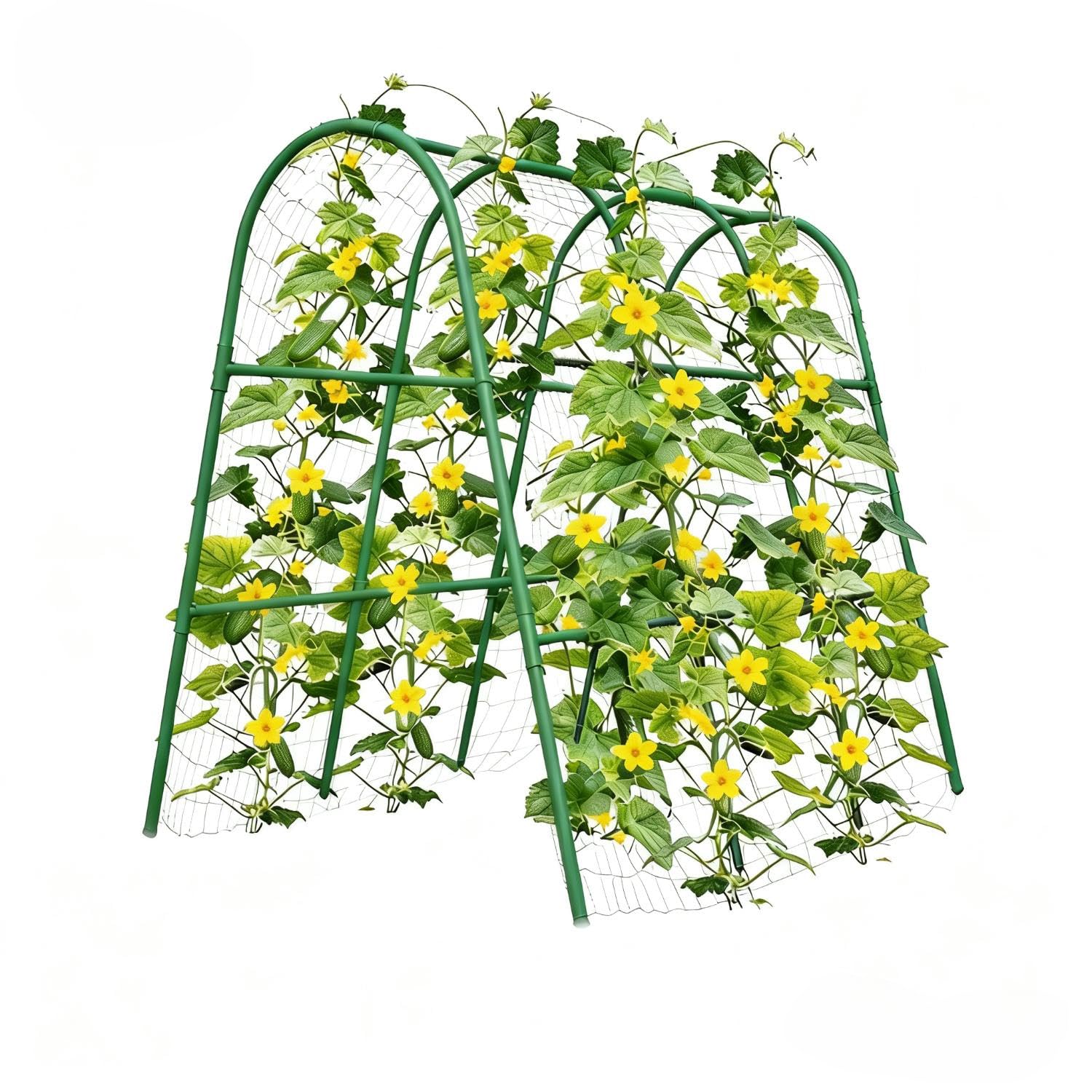 IdealHouse 4x5.3FT Garden Arch Trellis for Raised Beds Heavy Duty Metal u Shaped Plant Support for Climbing Vegetables Fruits and Vines Outdoor Rust Resistant Vertical Growing Trellis Green