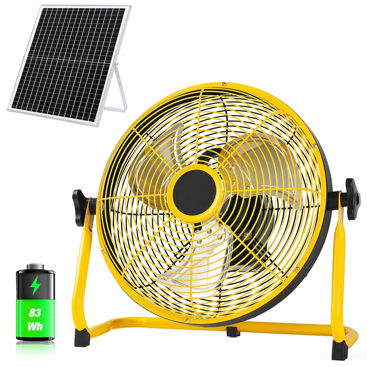JVFCXXV  12 Inch Solar Floor Fan Kit with 35W Solar Panel for Home Outdoor Camping Greenhouse Barn Poultry Pet House Cooling Long Cord