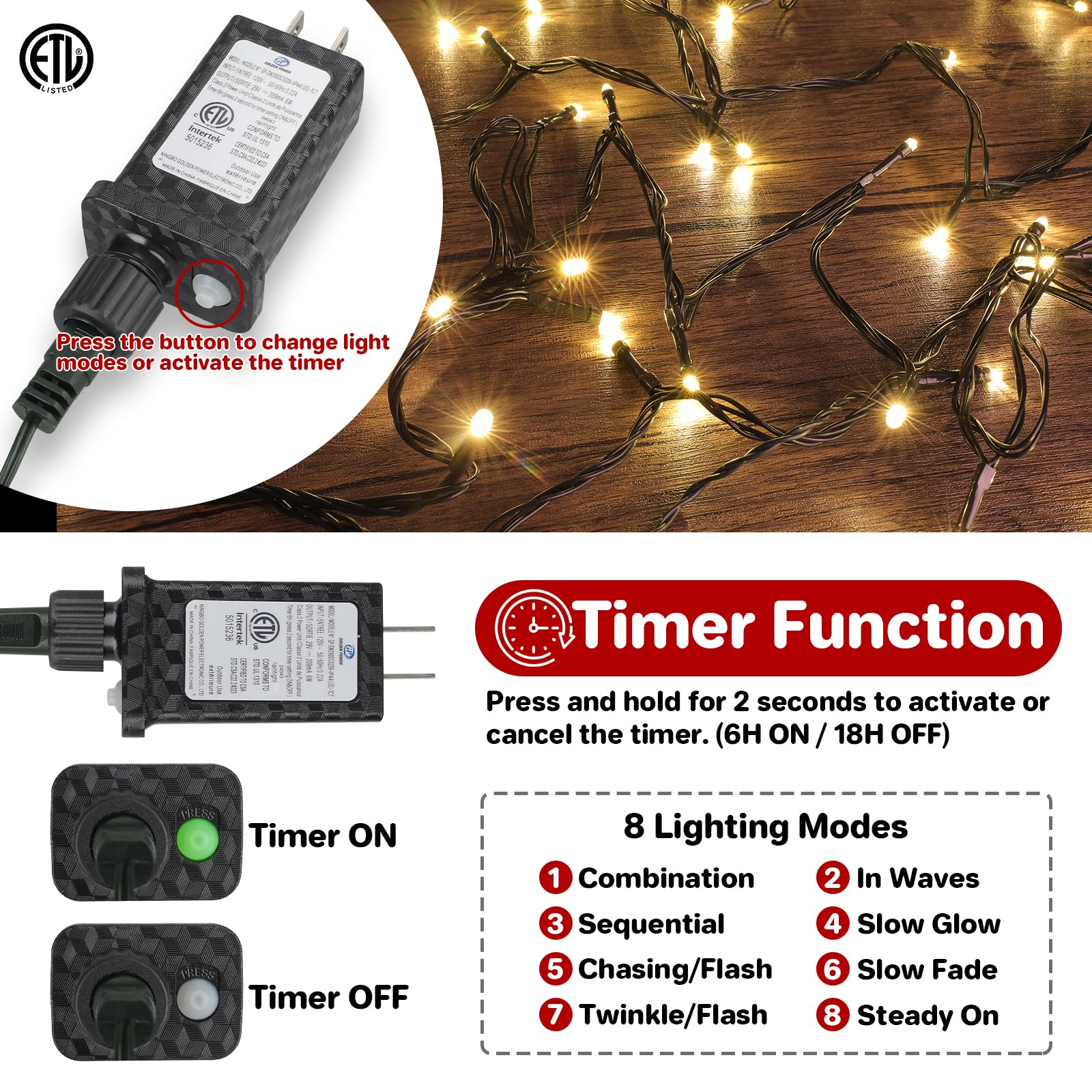Phewnyzo LPW0721W257 Christmas-String-Lights - View #2