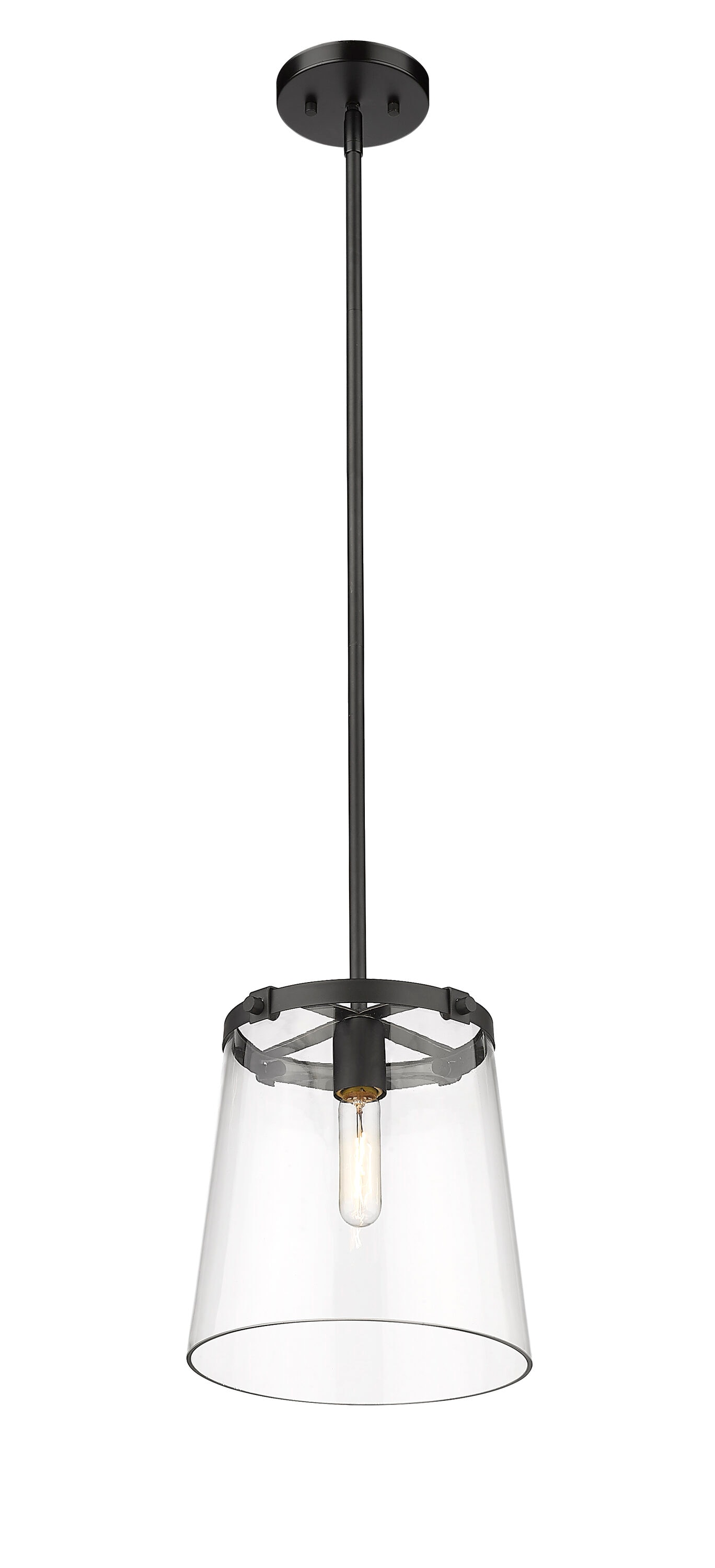Callista Matte Black Hand-Crafted Glass Pendant Light