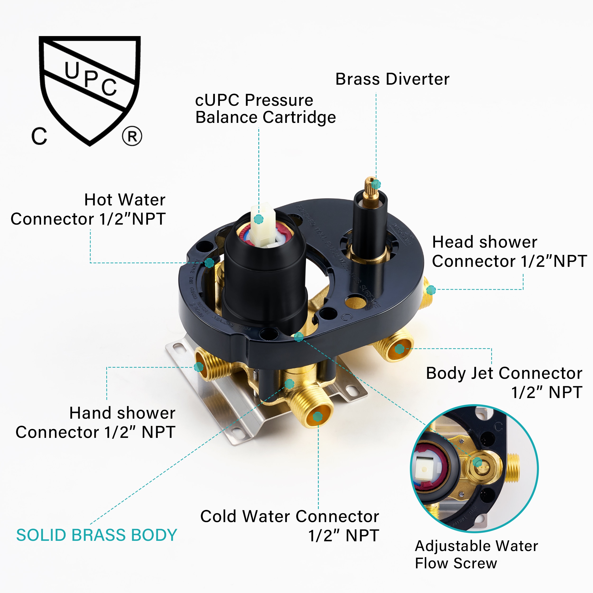WELLFOR WB-0977MB Showerhead-Bar-Panels - View #3
