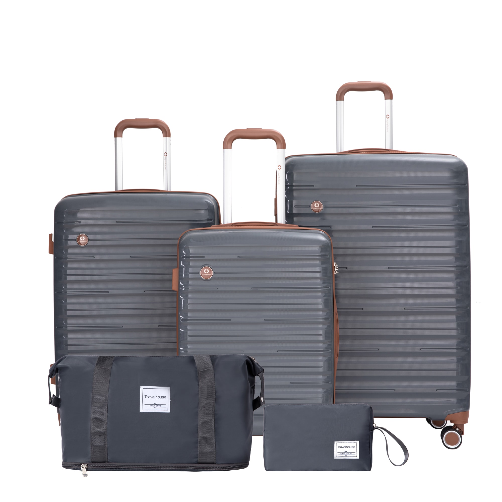 SINOFURN SYD9400001GY 18.7x11.2x29.1 Dark Gray Plastic Hardshell Suitcase set 5 -Bag
