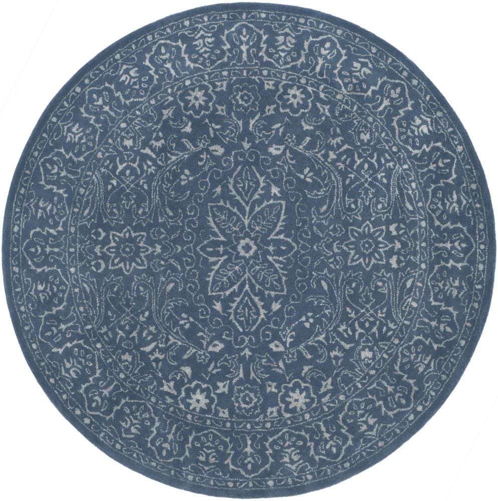 Safavieh GLM516D-6R Glamour Cleo 6 x 6 (ft) Tufted Synthetic Gray/Blue Round Indoor Floral/Botanical Vintage Area rug