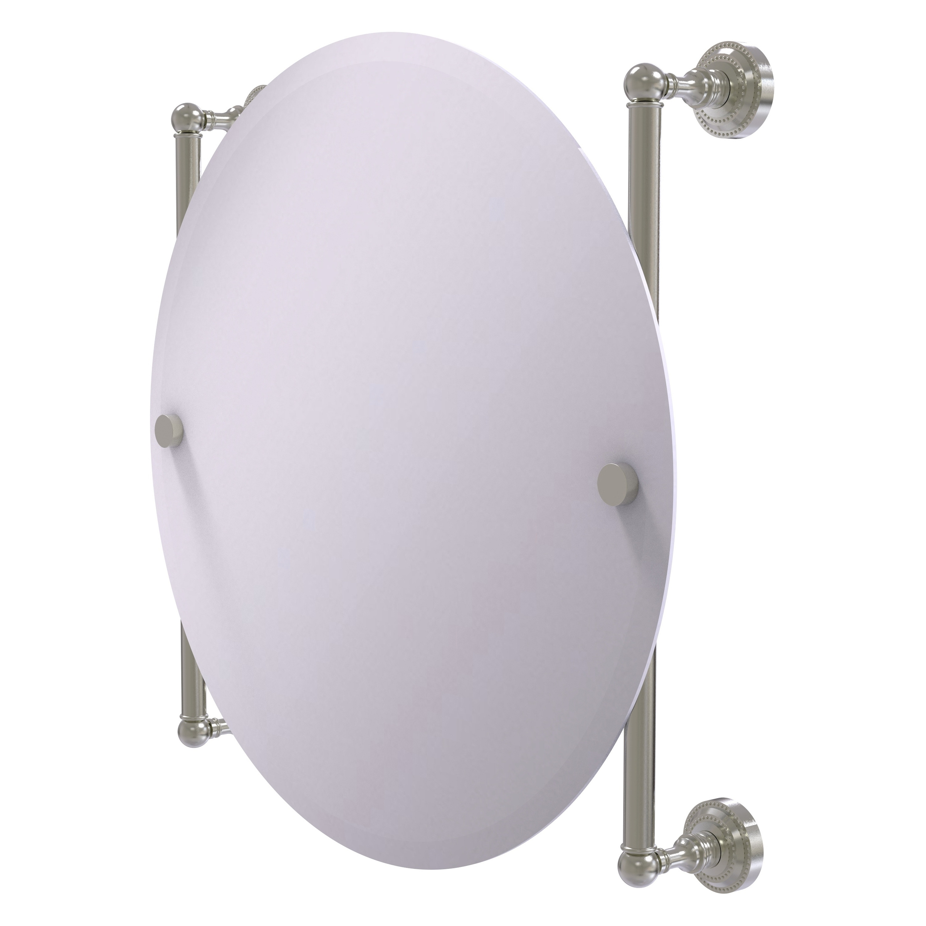 Allied Brass DT-27-90-SN Dottingham 22-Inches x 22-Inches Beveled Frameless Round Bathroom Vanity Mirror ( Satin Nickel )