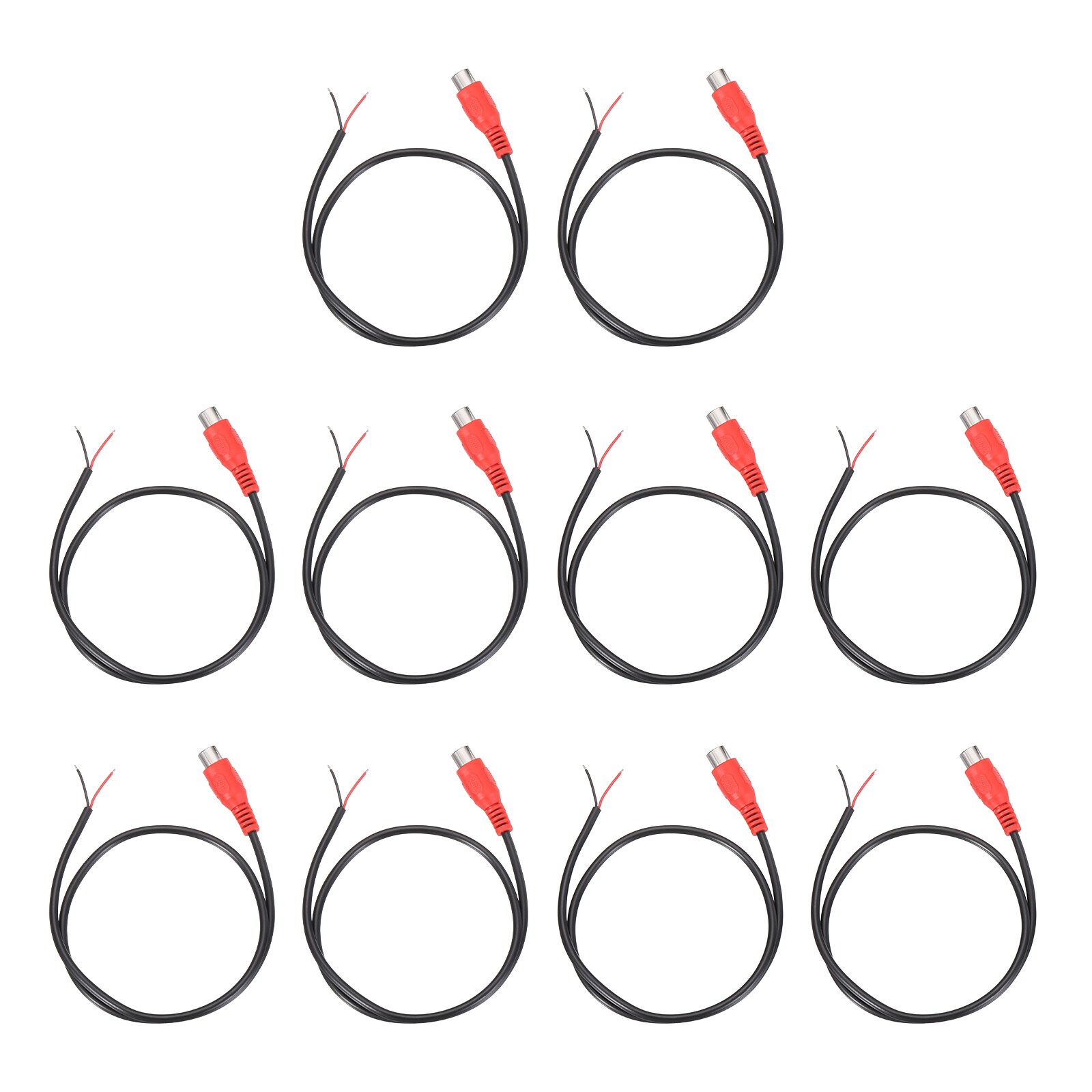 Unique Bargains 1.6FT RCA to Bare Wire Speaker Cable 22AWG Replacement Red RCA Female Plug to Open End Pigtail Audio Cable Connector Adapter for Amplifier Home Audio Speakers 10pcs