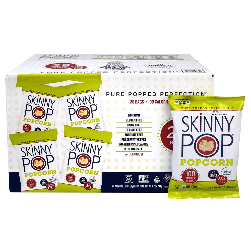 SKINNY POP 100 Calorie Popcorn Snack, 0.65 oz, 28 Count