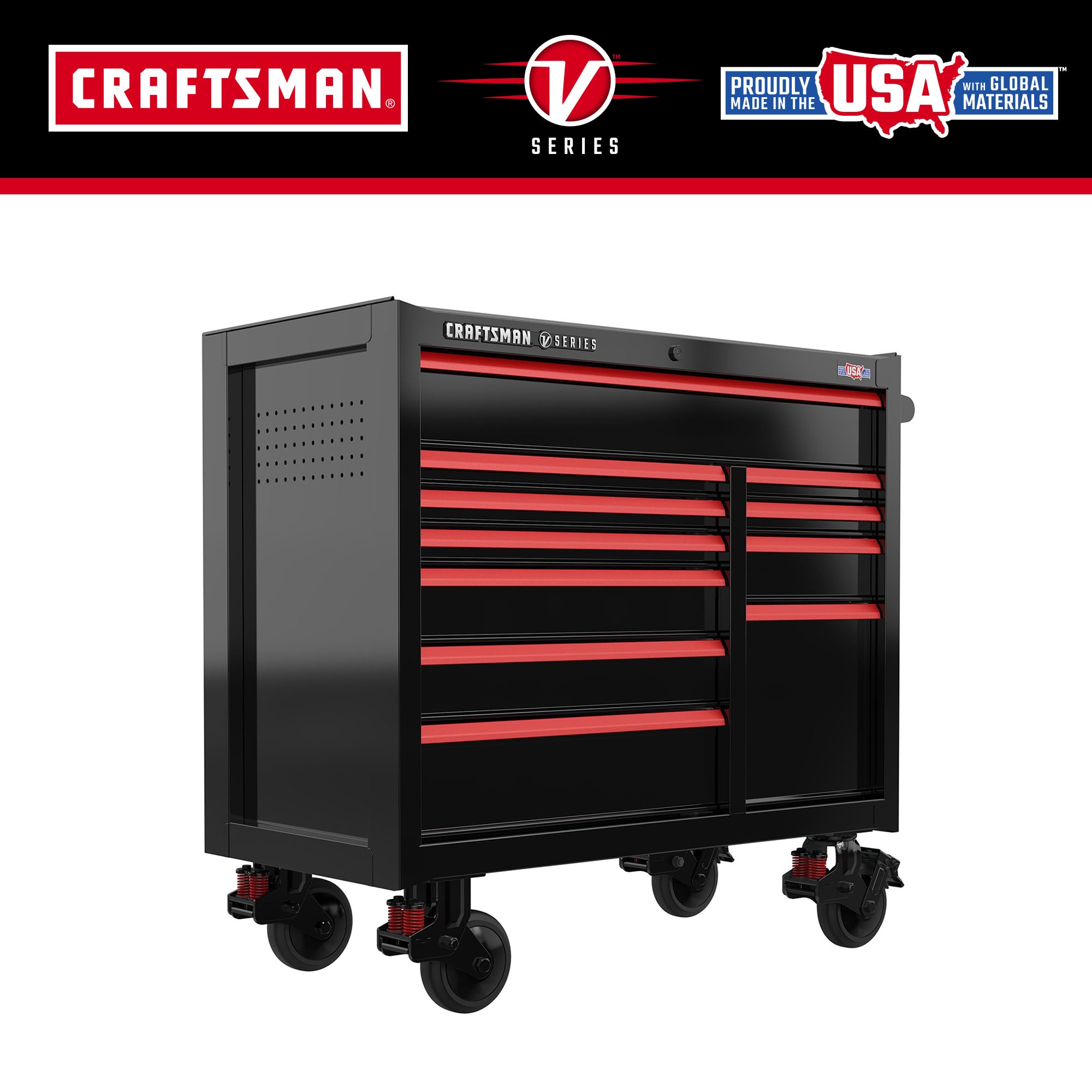 V-Series 41-in W x 40-in H 11-Drawer Steel Rolling Tool Cabinet (Black) | - CRAFTSMAN CMSTVS4111BK