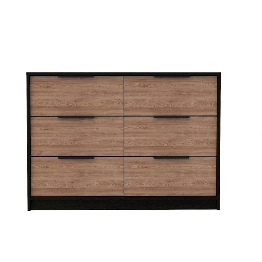 TUHOME Kaia Four Drawer Double Dresser Black  Pine MDF