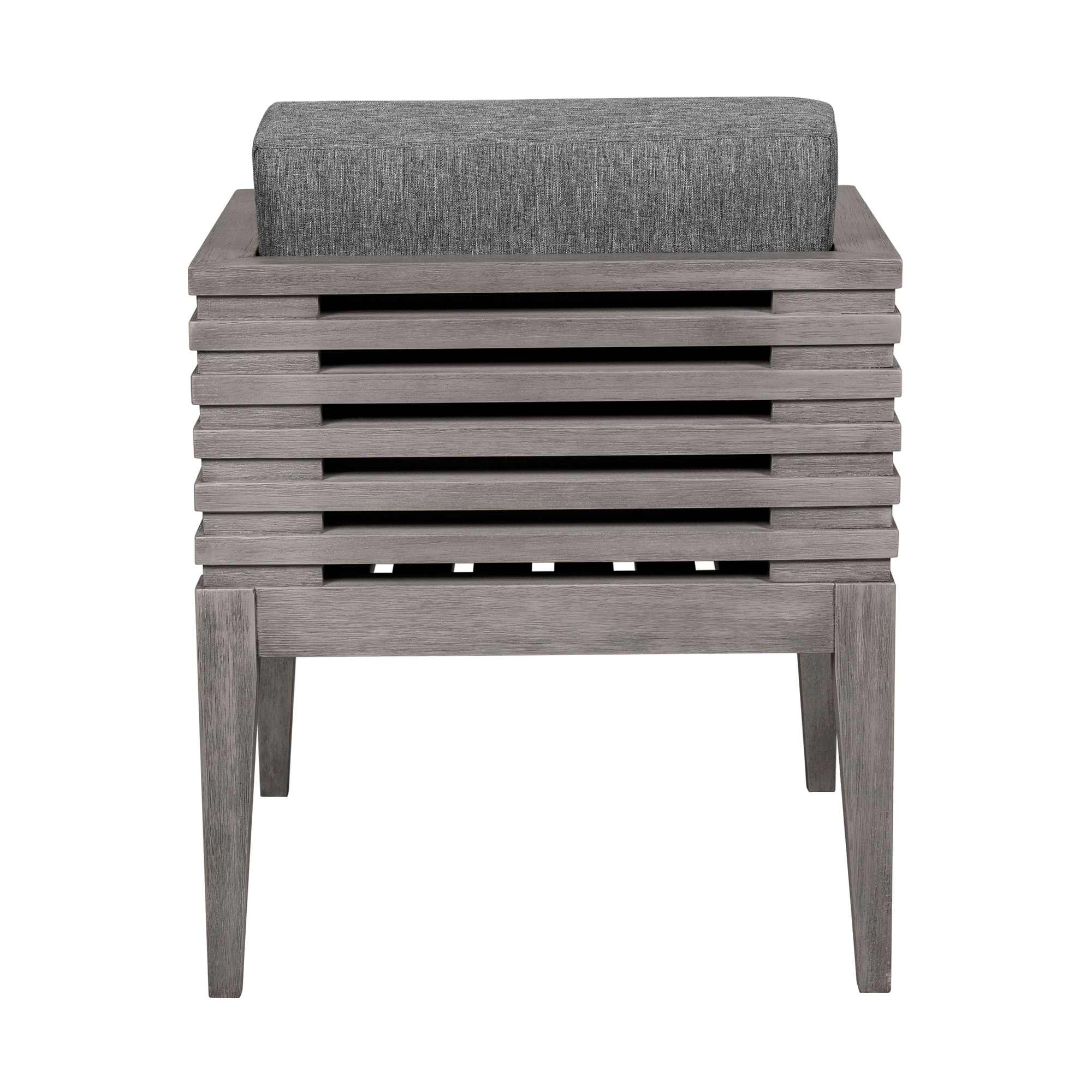 Gray Eucalyptus Wood Outdoor Dining Arm Chair with Cushions