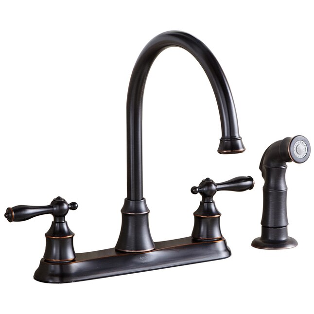AquaSource Oil Rubbed Bronze 2-Handle Deck Mount High-Arc Handle Kitchen Faucet (Deck Plate Included) AquaSource Oil Rubbed Bronze 2-Handle Deck Mount High-Arc Handle Kitchen Faucet (Deck Plate Included)