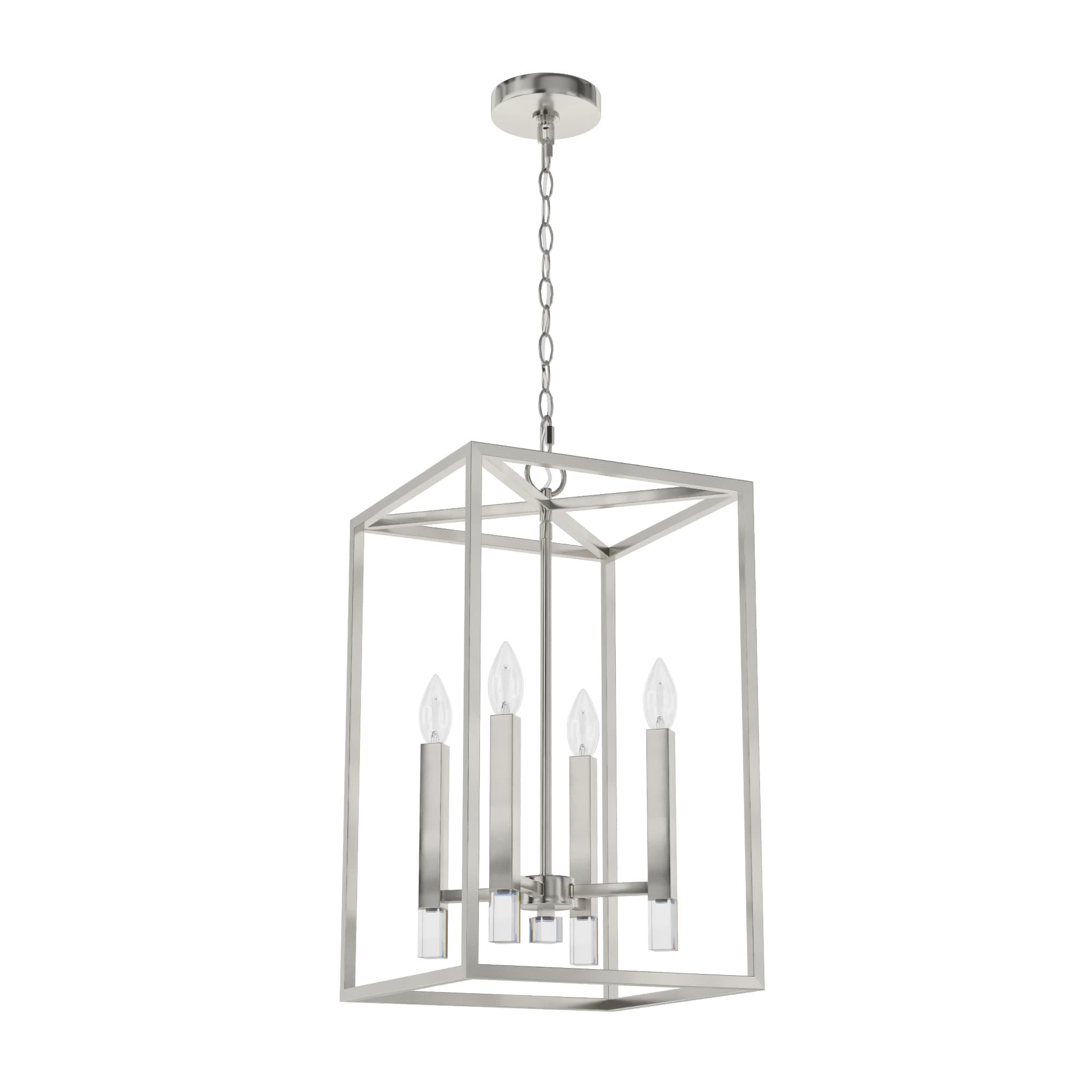 Hunter 19987 Sunjai 4 -Light Brushed Nickel Traditional Lantern Medium Hanging Kitchen island light