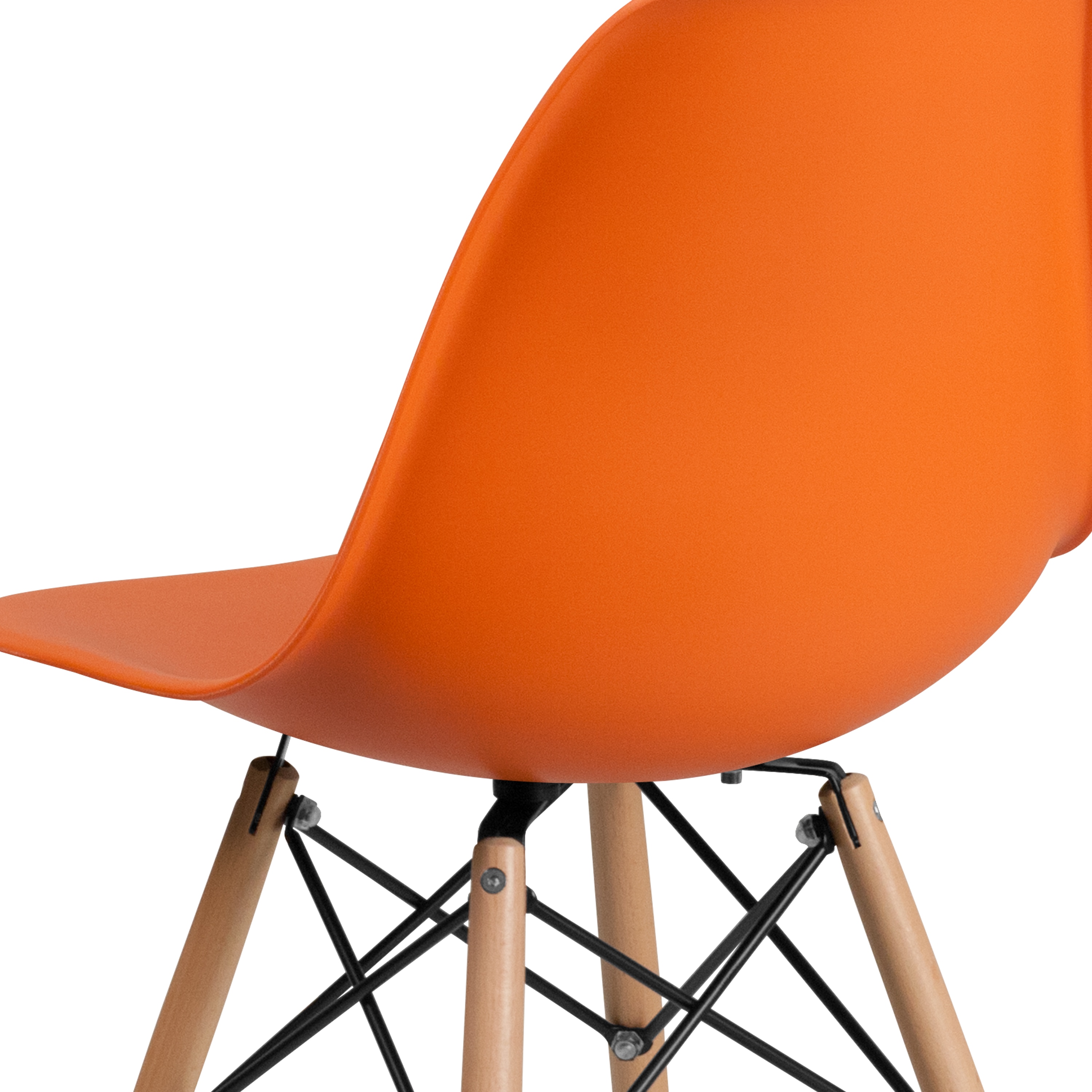 Mid-Century Modern Orange Plastic Side Chair with Wooden Legs