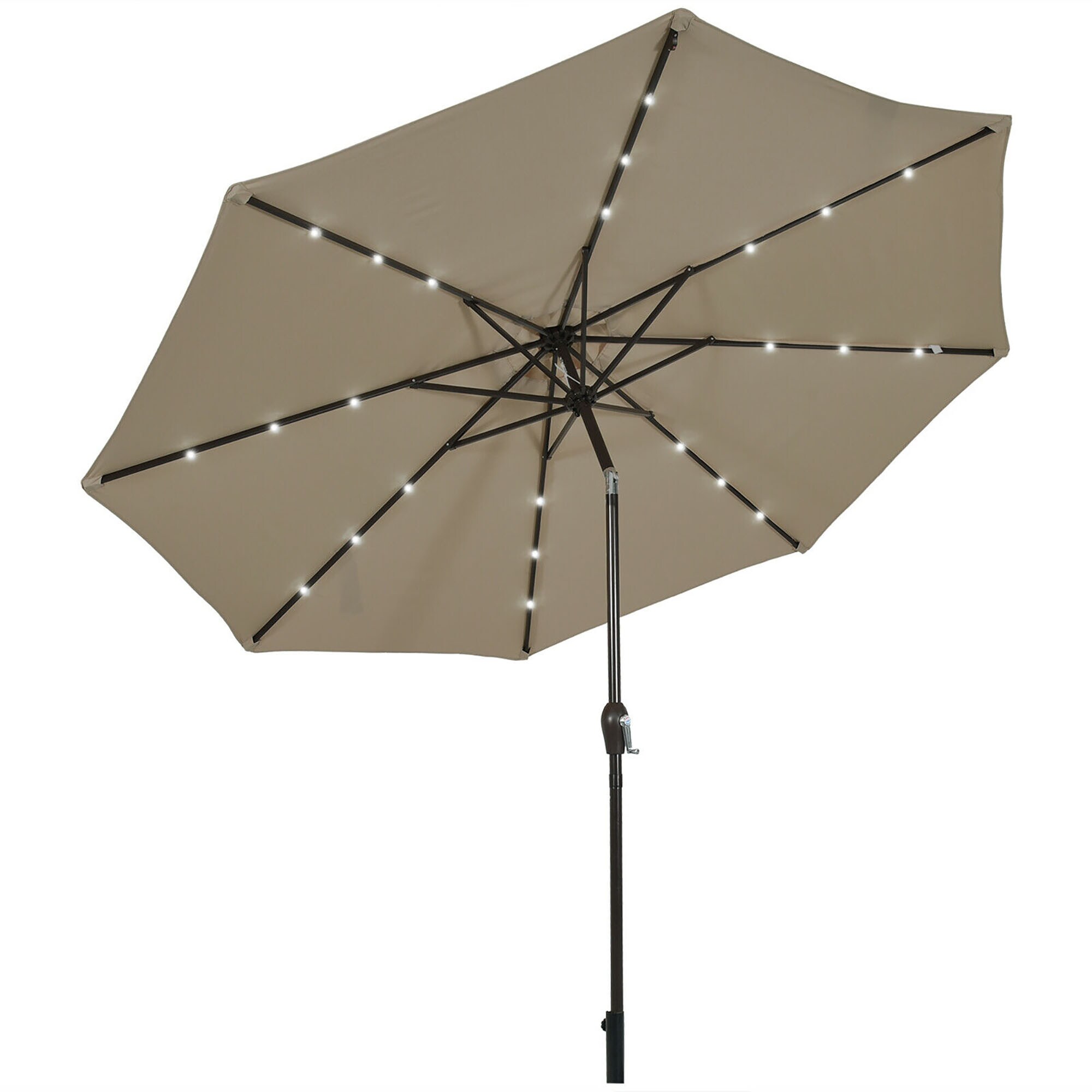 CASAINC WF-W41921563 10-ft Steel Tan Push-button Tilt Market Patio Umbrella with Lights