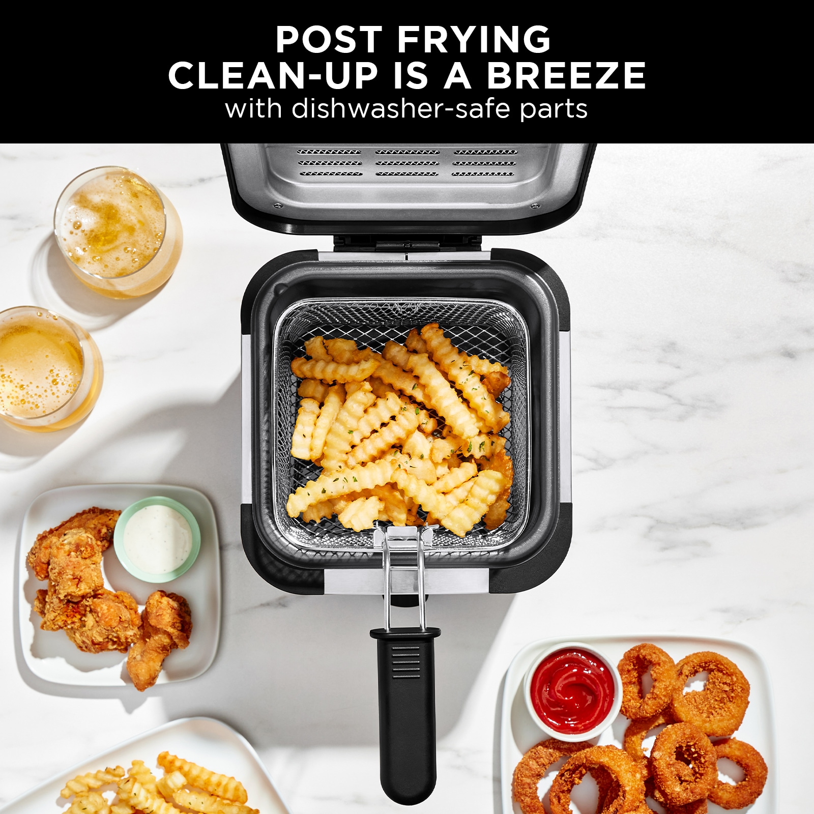  Chefman Fry Guy Deep Fryer with Removable Basket, Easy-to-Clean  Non-Stick Coating and Cool-to-Touch Exterior, Adjustable Temperature  Control, 4.2 Cup/ 1 Liter Capacity, Stainless Steel: Home & Kitchen