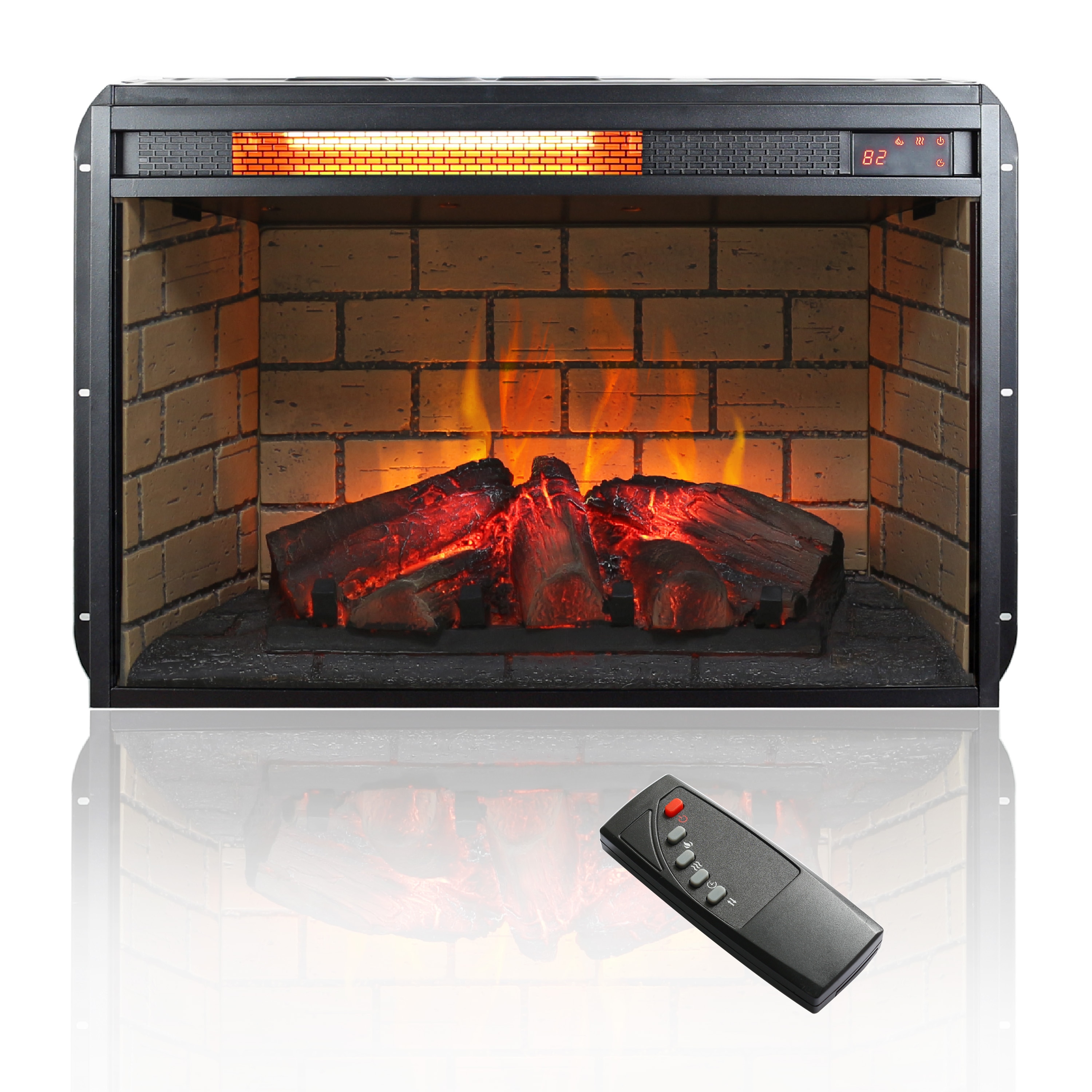 Mondawe MA-CE26695 26-Inches W Black Free standing Infrared quartz Tabletop Electric Fireplace with Remote Control Included