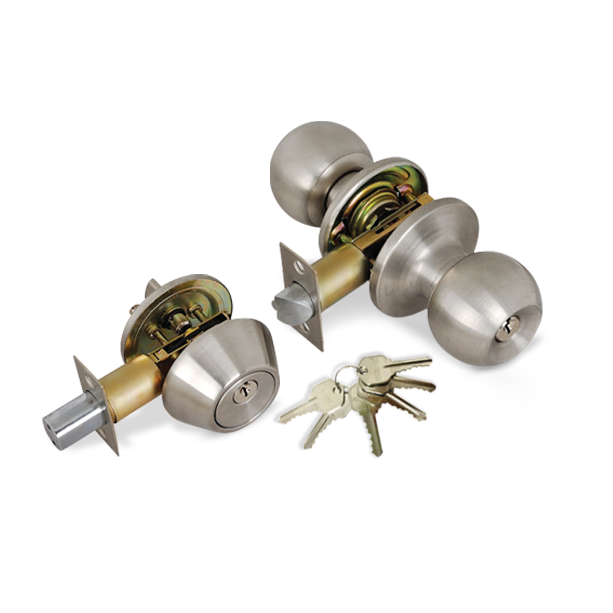 Premier Lock Antique Brass Entry Door Handle Combo Lock Set with Deadbolt  and 8 SC1 Keys Total (2-Pack, Keyed Alike) LED04C-2 - The Home Depot