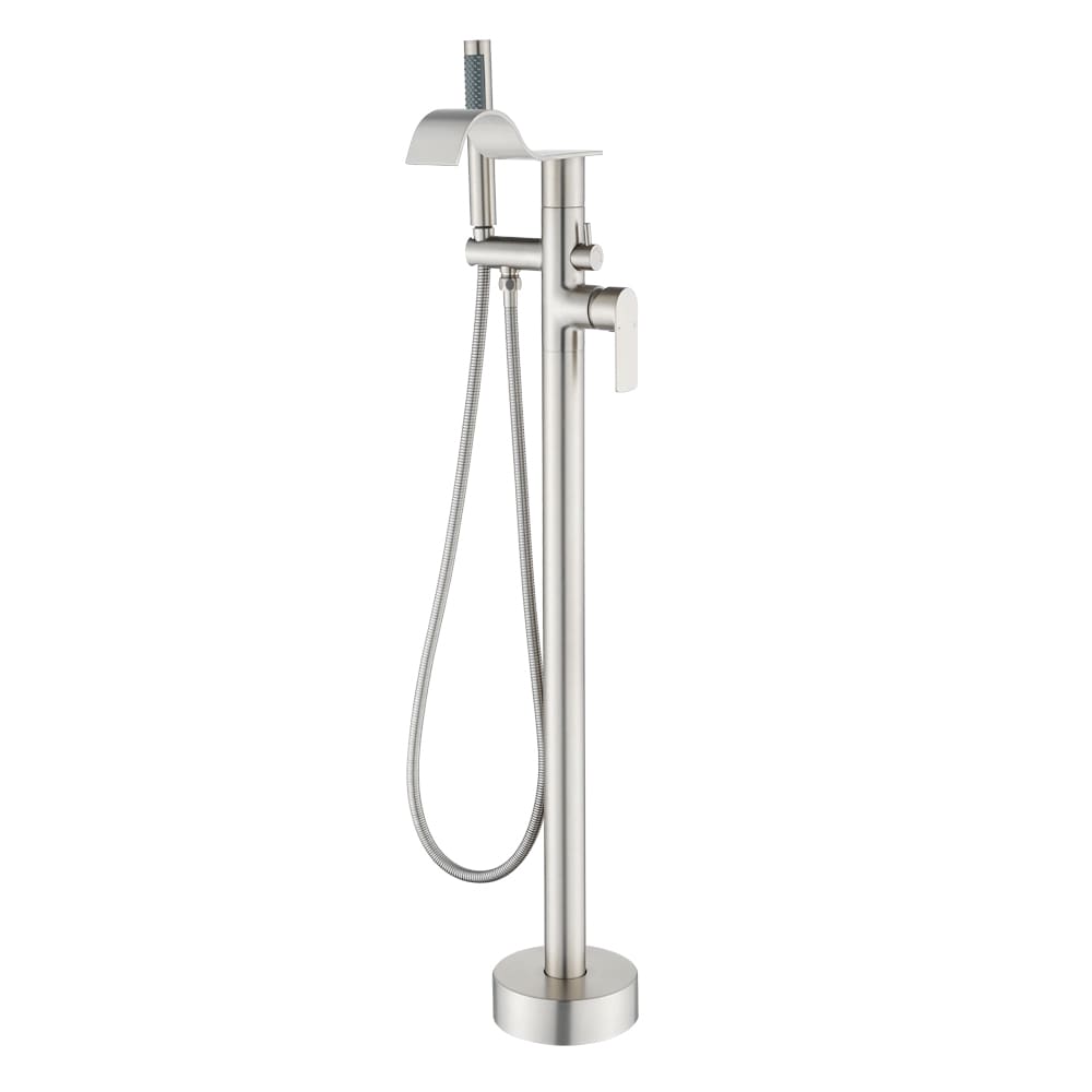 WELLFOR GSM-18016BN Brushed Nickel 1-handle Freestanding Waterfall Bathtub Faucet with Hand Shower ( Valve Included )