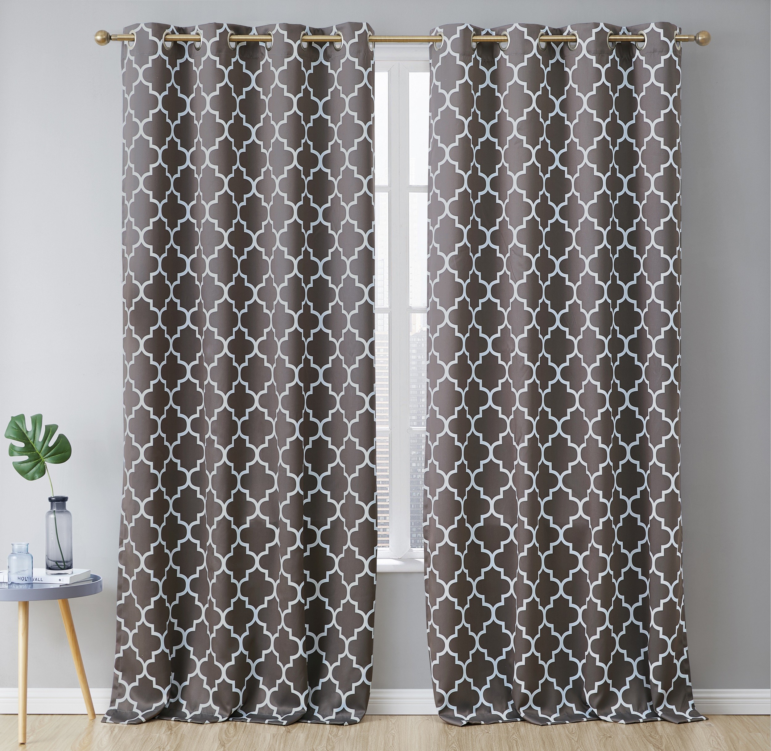 HLC.me LTTCPRNT-96GRY 96-Inches Grey Blackout Thermal lined Grommet Curtain panel pair