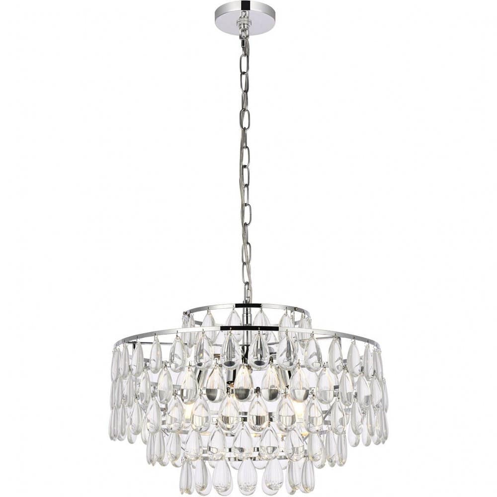 Elegant Lighting A-EL-1102D20C Mila 5 - Light Chrome Contemporary Incandescent Crystal And Iron Pendant Light