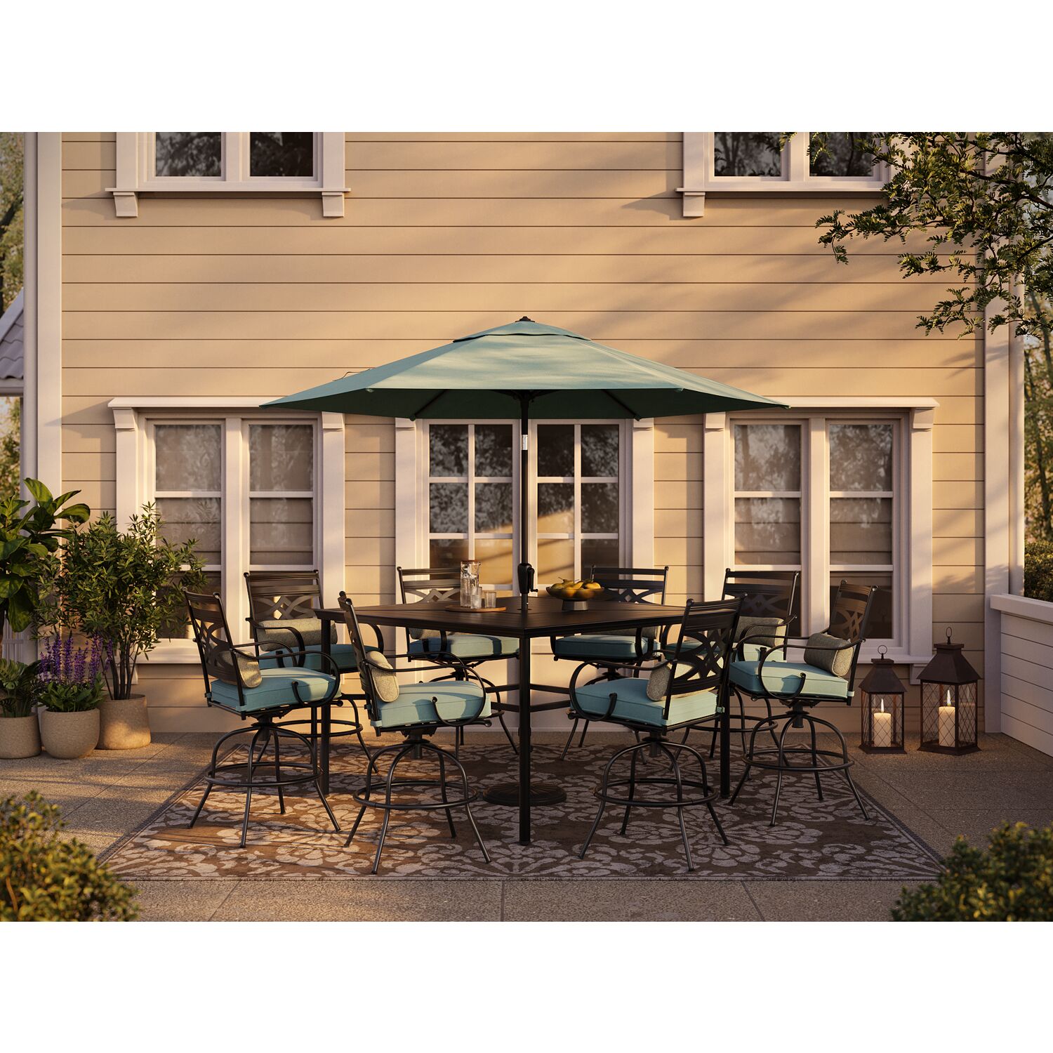Hanover MCLRDN9PCBRSW8-BLU Patio-Dining-Sets - View #10