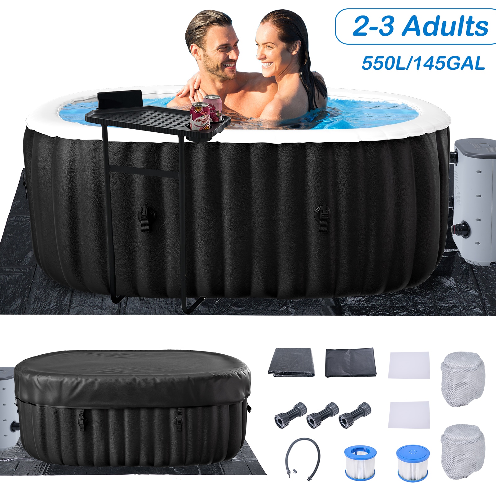 Esazn CQYG-T-2-LYU 1 Jet 2 -Person Inflatable Oval Hot Tub (Cover Included)