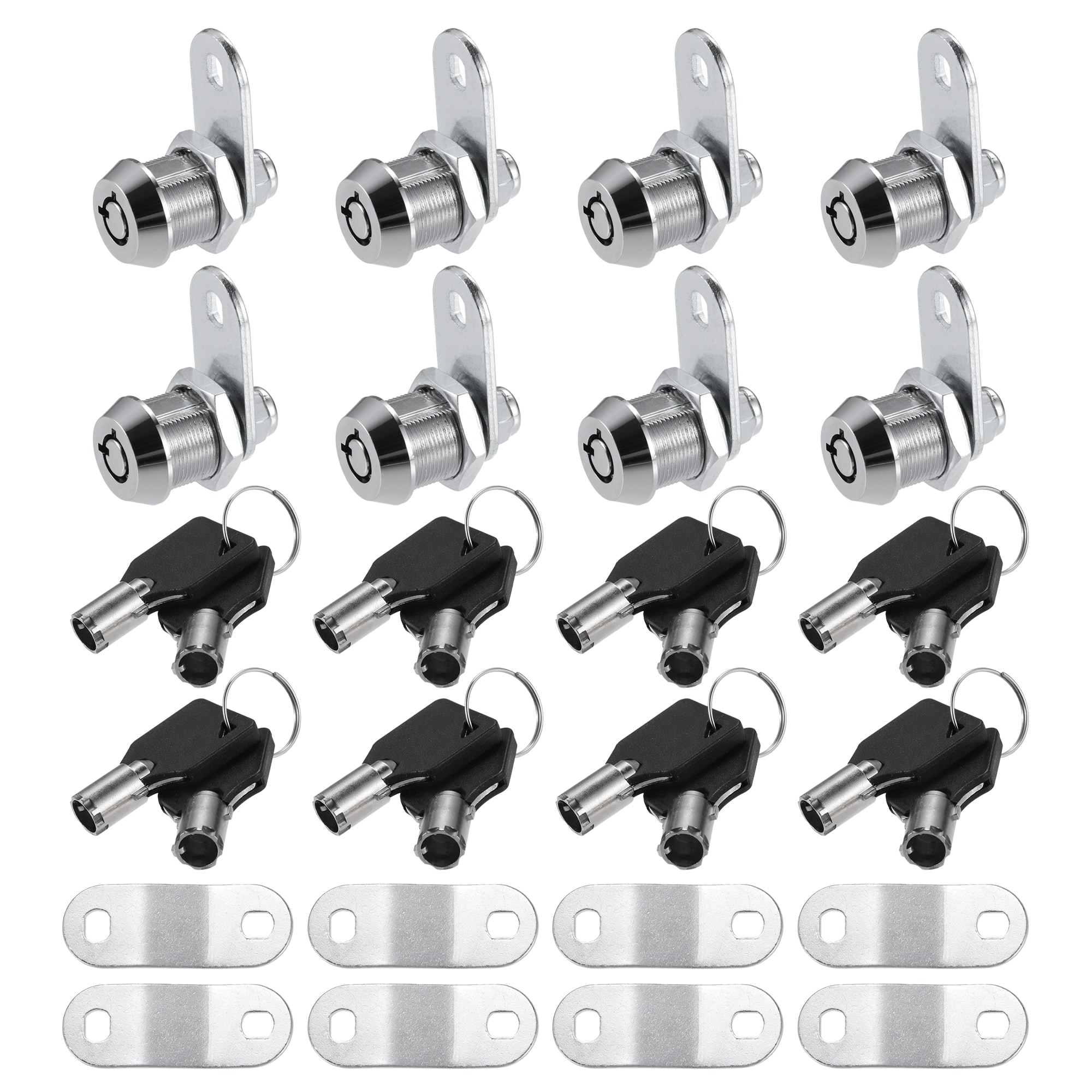 8 Set Chrome Finish Cam Lock RV Storage Locks Keyed Alike 5/8Inch Cylinder Fits on 3/8Inch Max Door Thickness with 16 Keys for RV Compartment Camper Trailer