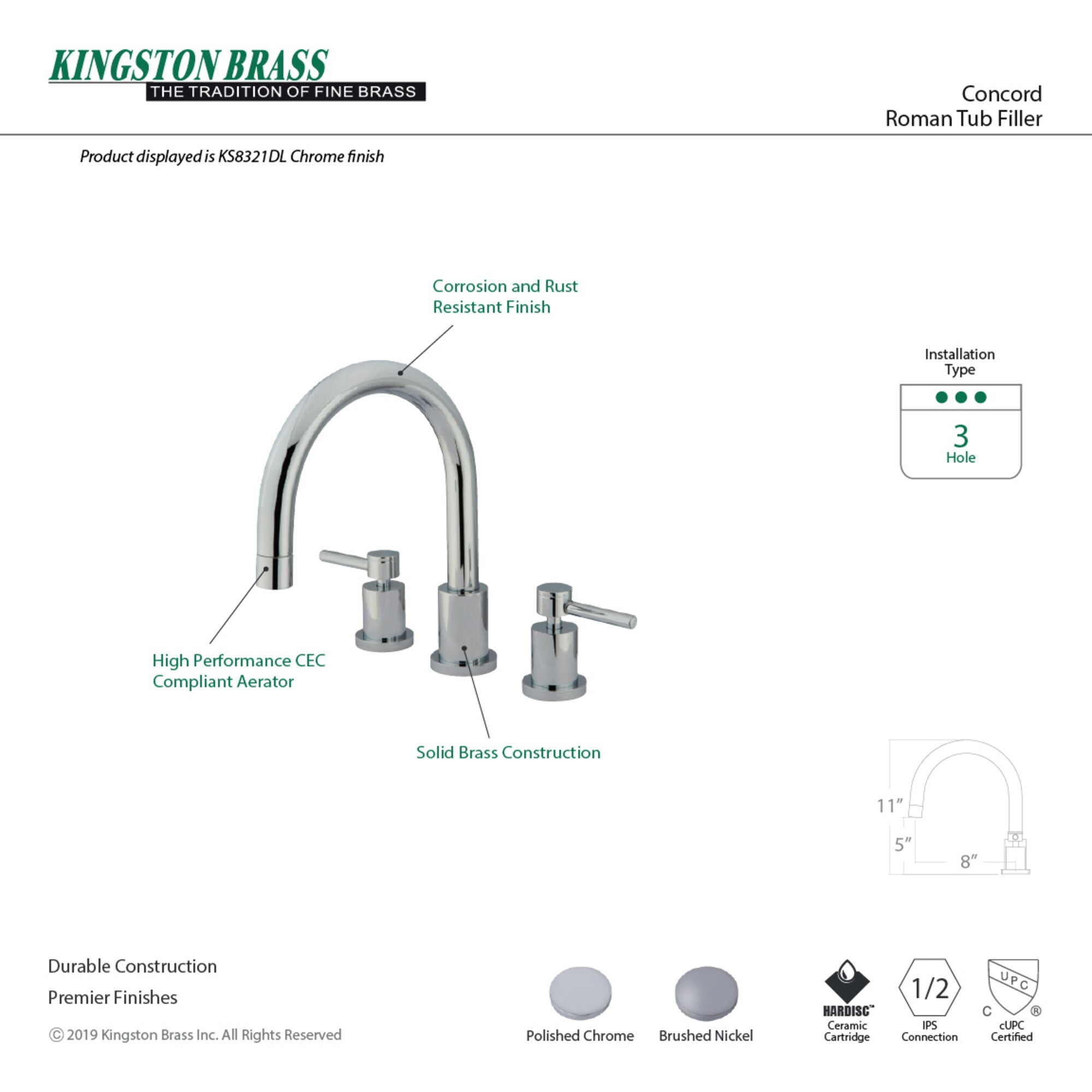 Kingston Brass WLKS8328DL Roman-Tub-Faucets - View #2