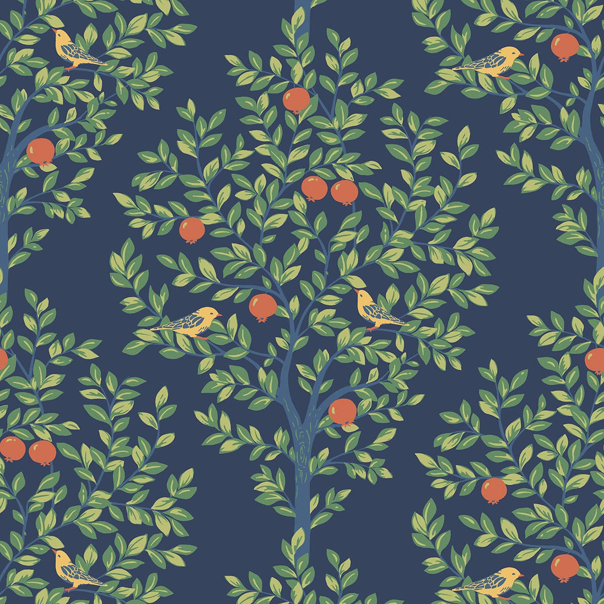 NextWall NW48102 31.35-Sq. Feet Navy Blue and Greenery Vinyl Floral Self-adhesive Peel and Stick Wallpaper