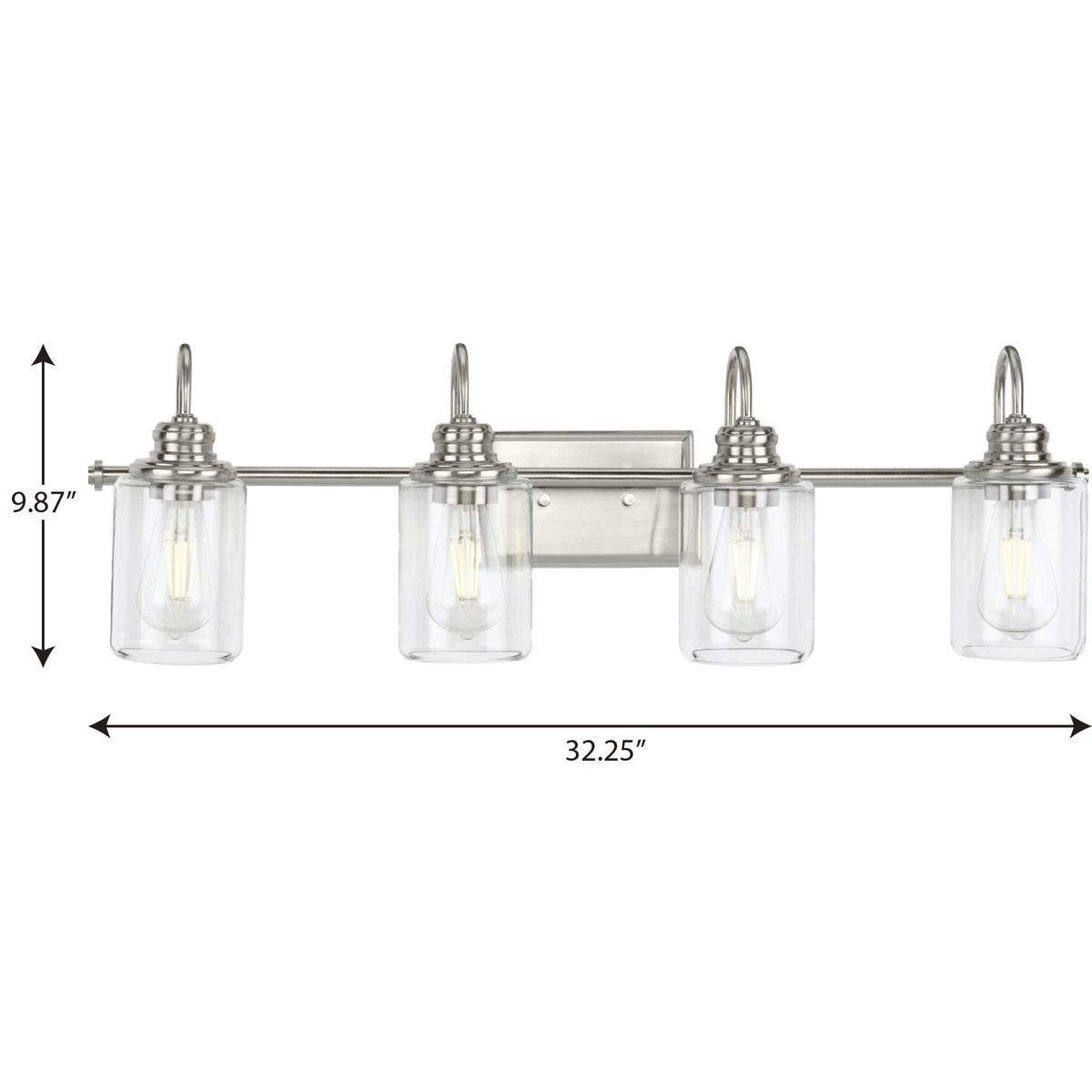 Progress Lighting Aiken 32.25-in 4-Light Brushed Nickel Coastal Vanity ...