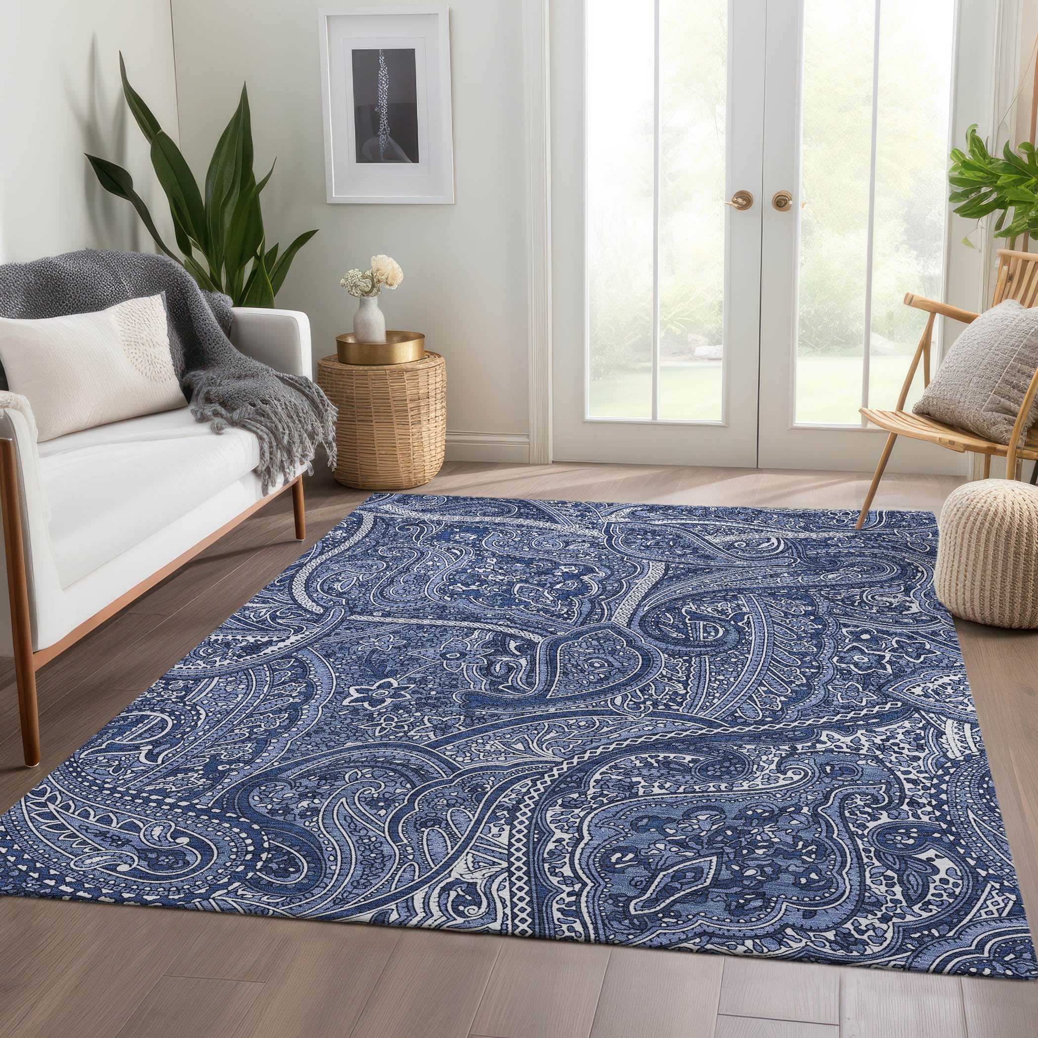 Addison Rugs ACN623NA10X14 Chantille ACN623NA 10 x 14 (ft) Polyester Navy Rectangular Indoor/Outdoor Geometric Machine washable Area rug