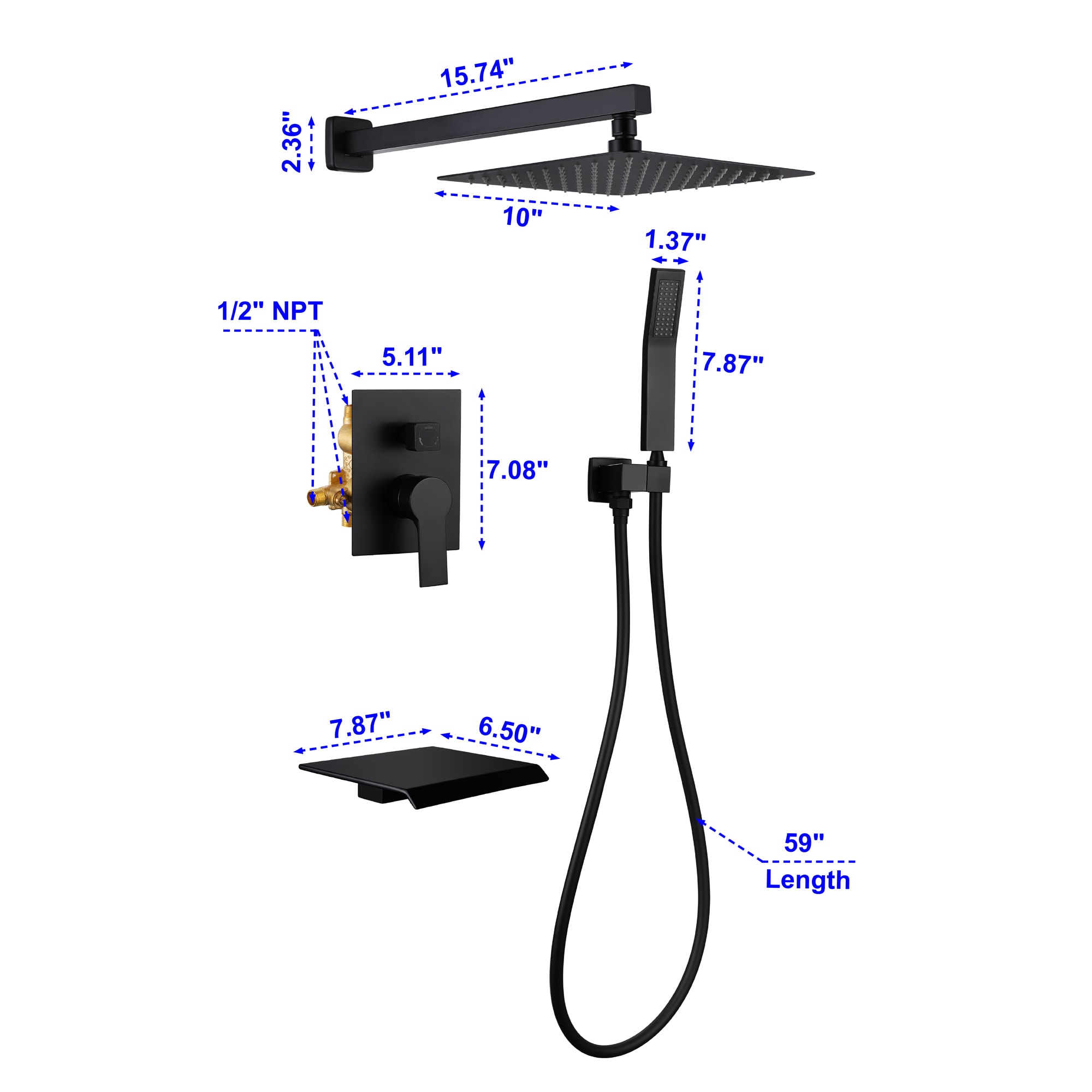 Nestfair SMD0181B Fixed-Showerhead - View #9