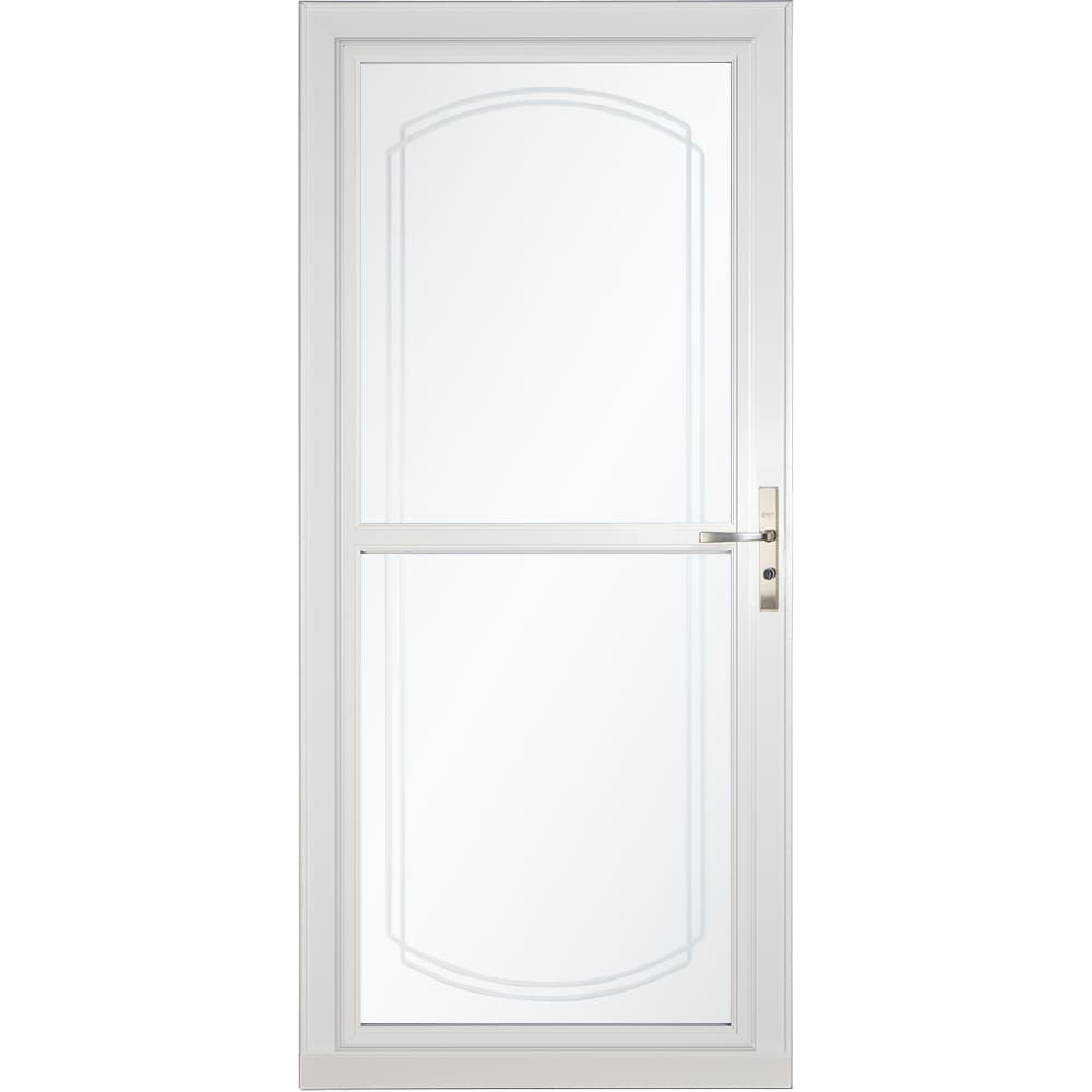 Tradewinds Selection 36-in x 81-in White Full-view Retractable Screen Aluminum Storm Door with Brushed Nickel Handle | - LARSON 1461403217S