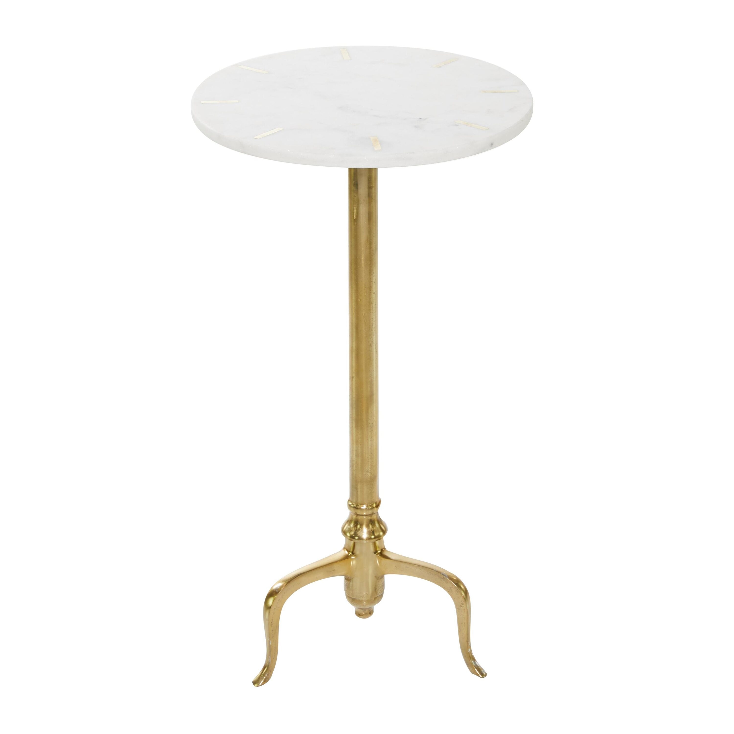 Elegant Gold & Marble Round Accent Table - 17.5" Contemporary Design