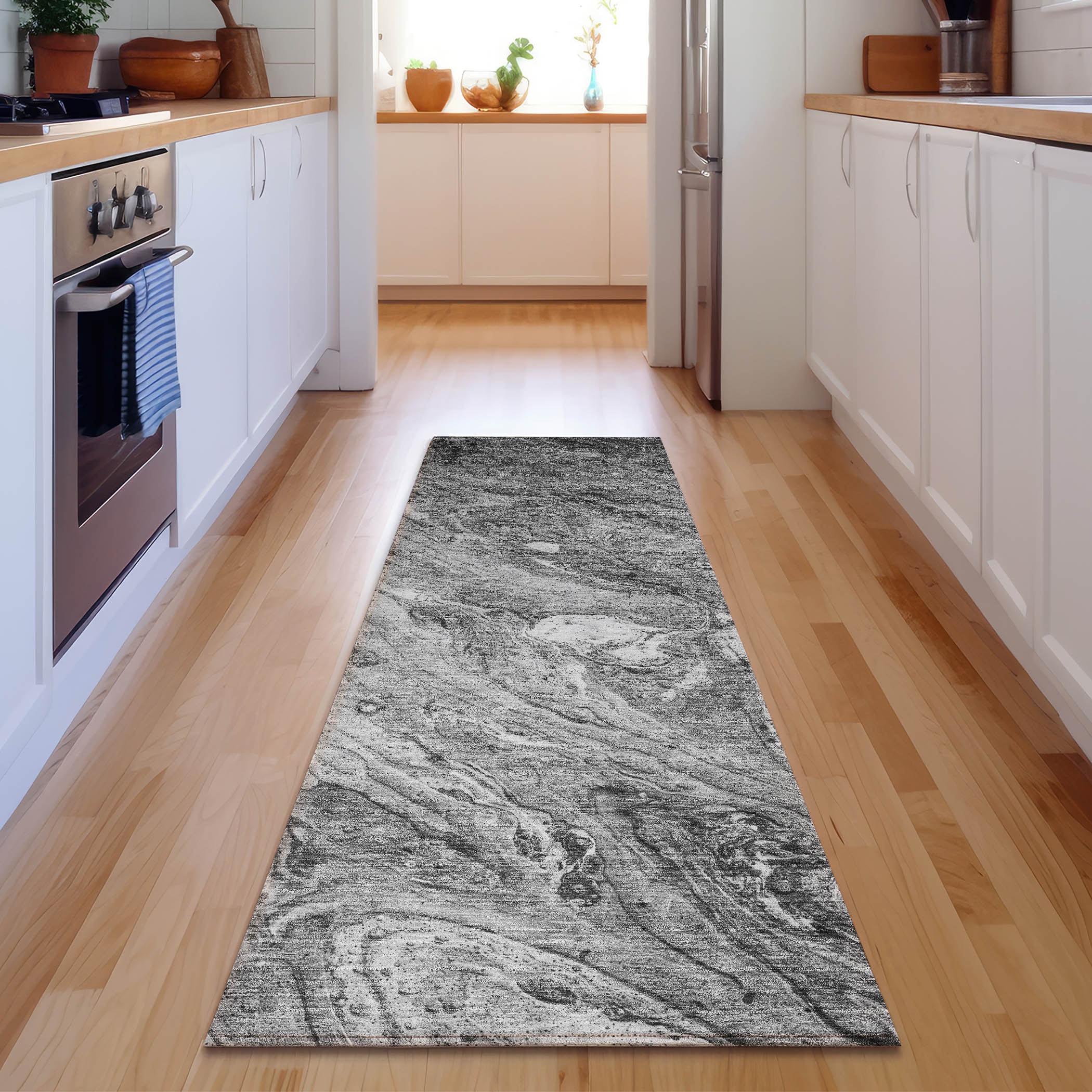 Addison Rugs AMF640GY2X8 Mayfield AMF640GY 2 x 7 (ft) Polyester Gray Rectangular Indoor Abstract Machine washable Runner rug