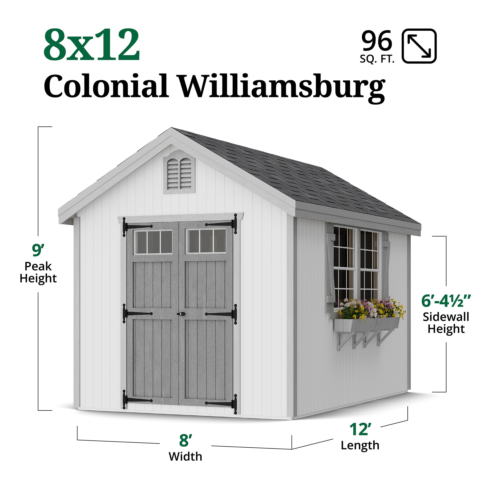 Little Cottage Co 8X12 WCGS-PC-FK Wood-Storage-Buildings - View #3