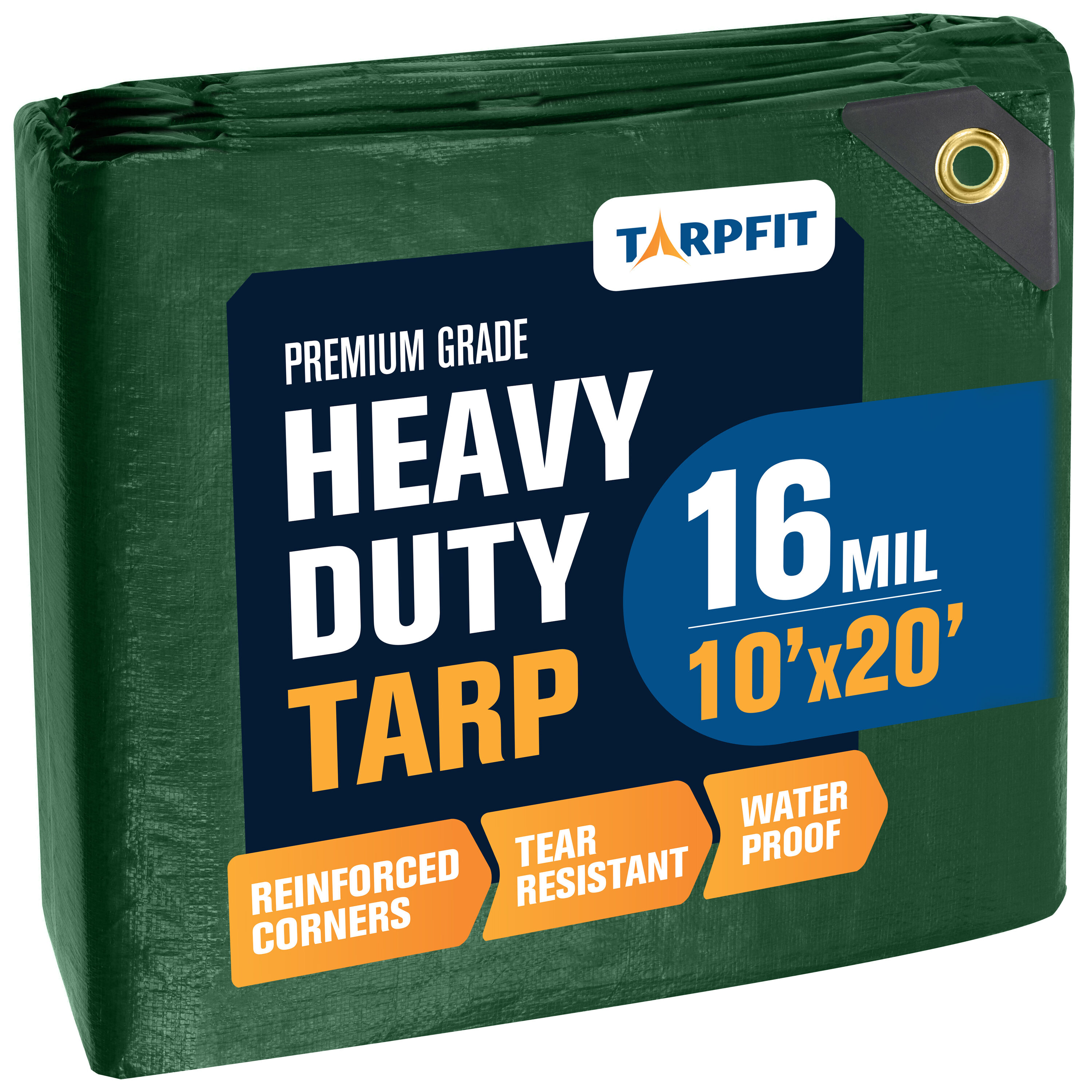 TARPFIT T16F-HG1020 10-ft x 20-ft Green Waterproof Commercial Polyethylene 16-mil Tarp