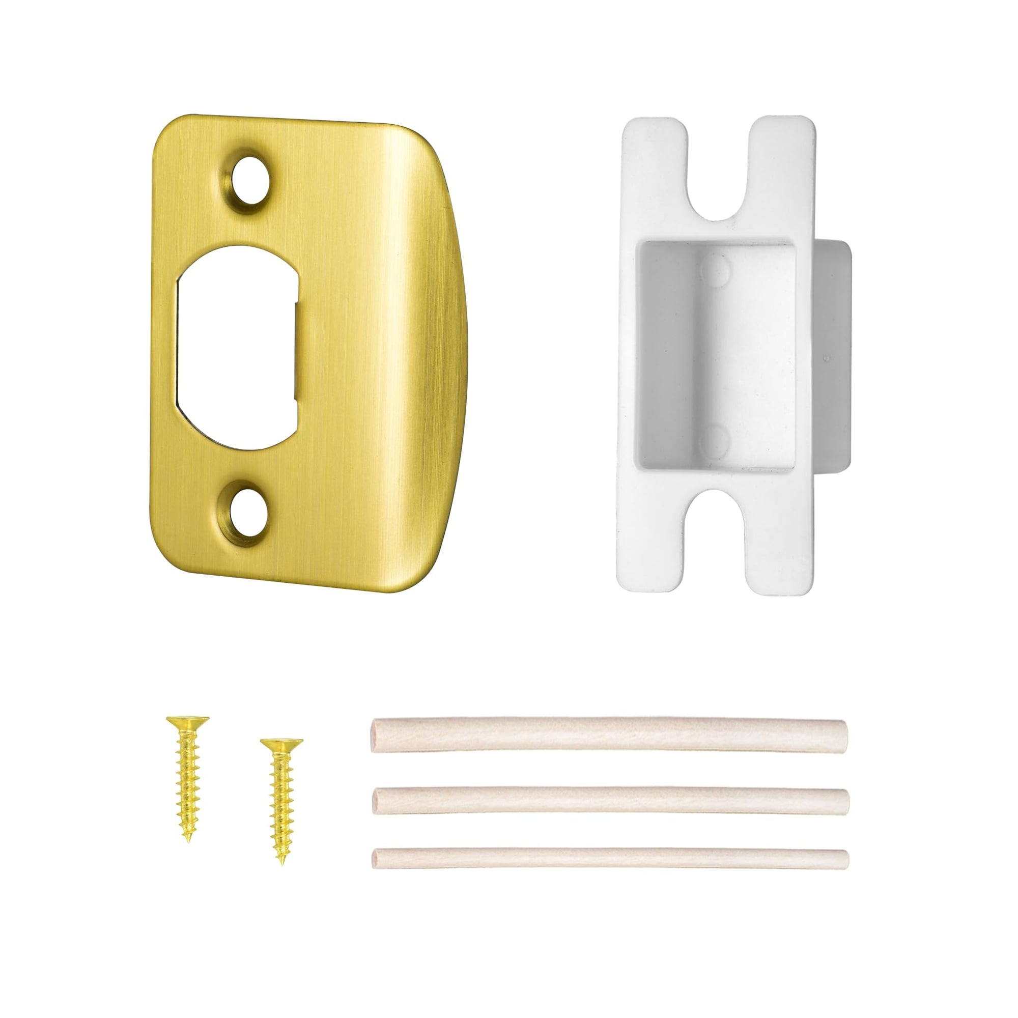 Adrinfly  Gold Door Strike Plate for Interior Doors Security Door Lock Latch Reinforcement Plate Satin Brass 1 Pack durable