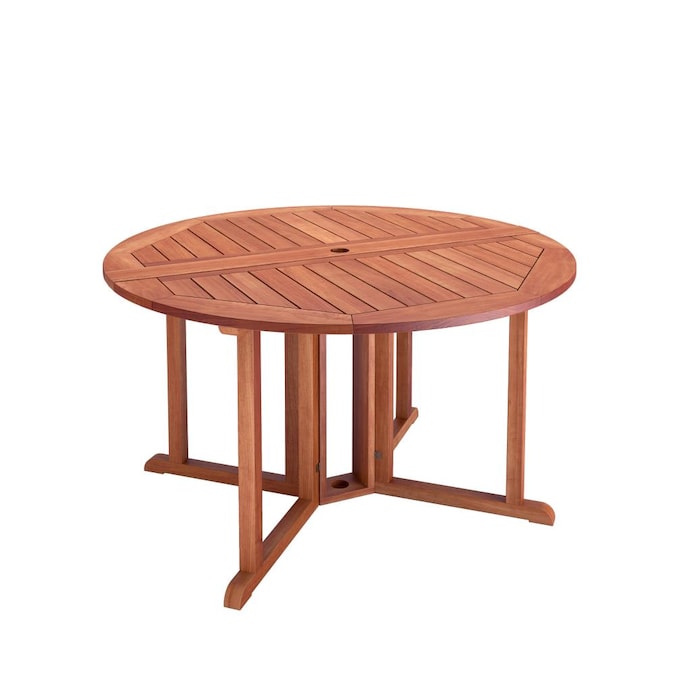 Corliving Miramar Round Outdoor Dining, Round Wooden Outdoor Dining Table With Umbrella Hole