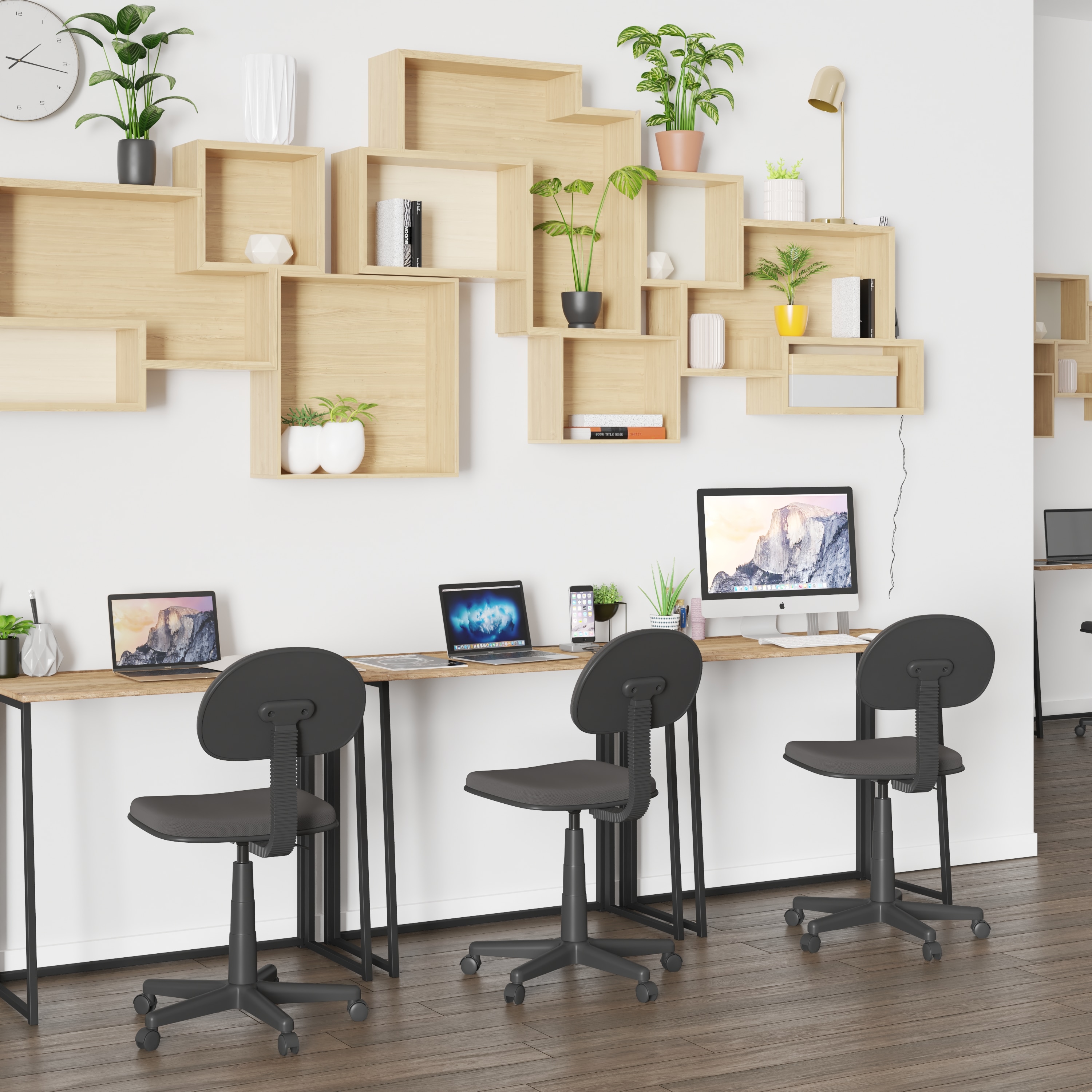 Small Rustic Natural Wood and Black Foldable Desk