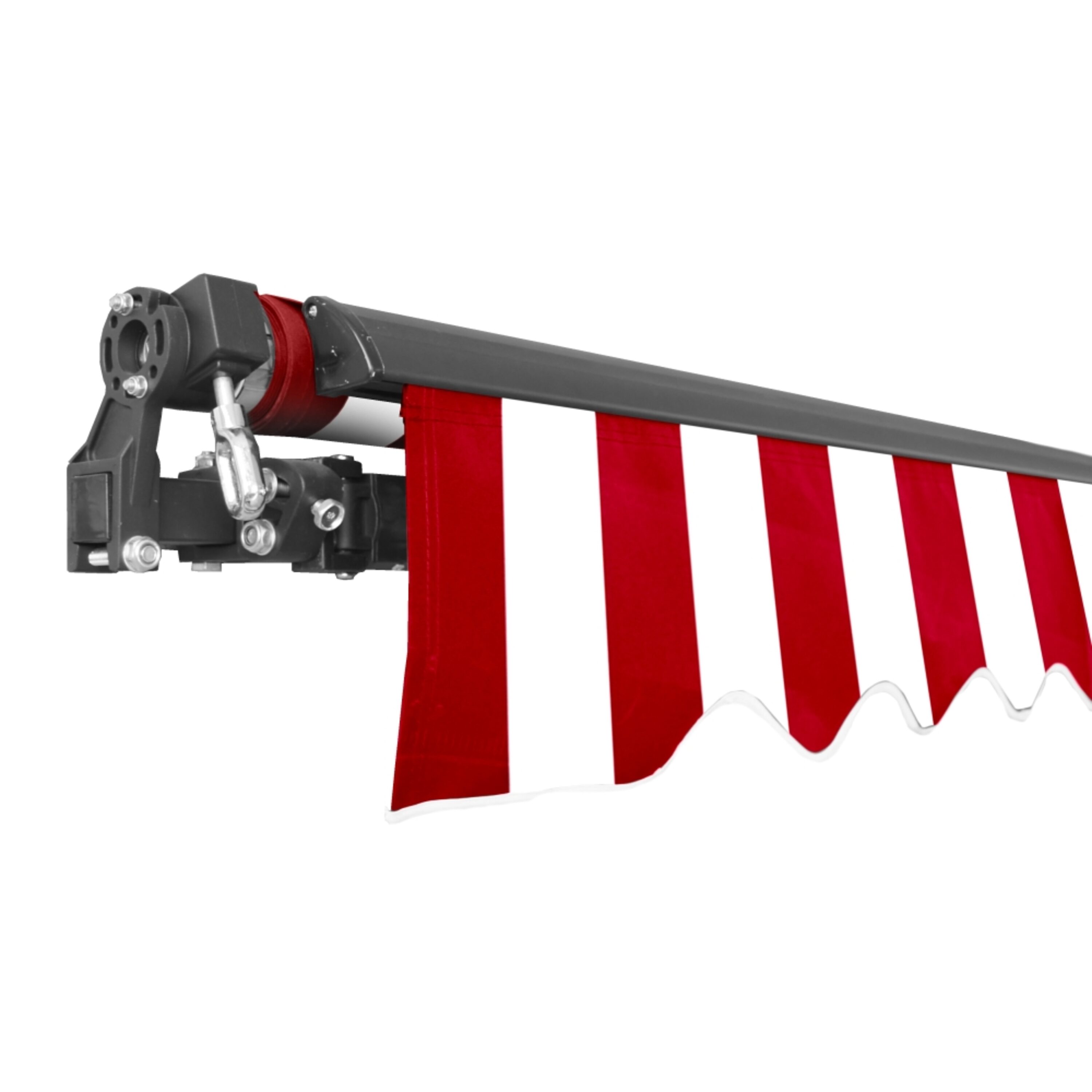 ALEKO 20' x 10' Red and White Striped Motorized Patio Awning
